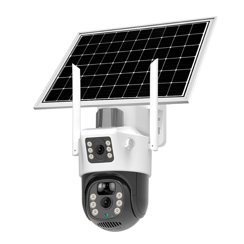 Solar-powered camera monitor for 360-degree outdoor coverage without blind spots, remote mobile phone access without power or network, 4G night vision outdoors