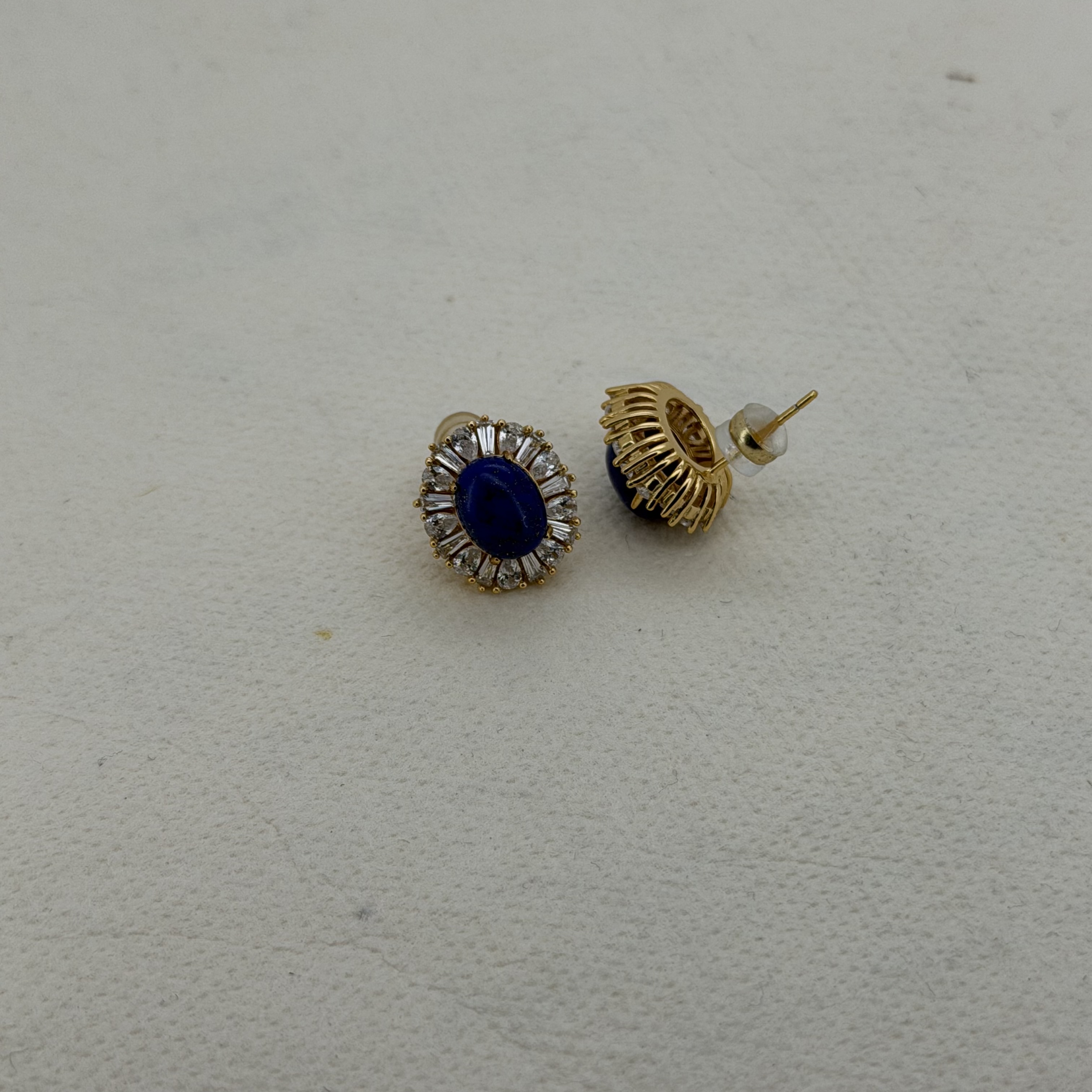 青金石镶锆石耳钉产品图