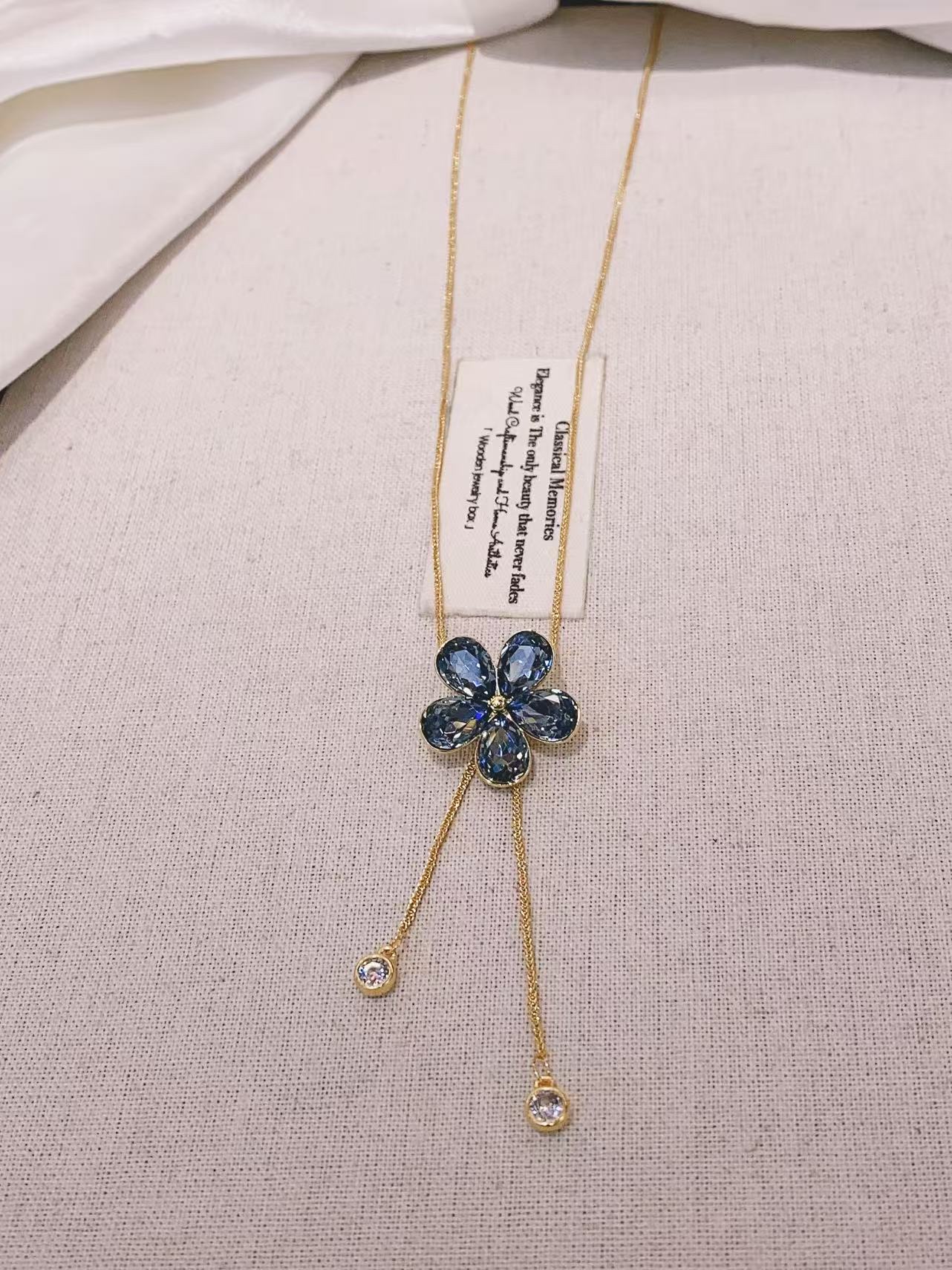 Copper gold-plated rhinestone melon chain necklace, fashionable jewelry, versatile and trendy accessory for women