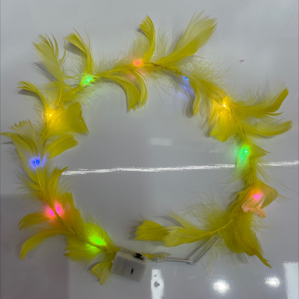 发光花环头饰带灯鹅毛花环羽毛天使发箍儿童装扮发带