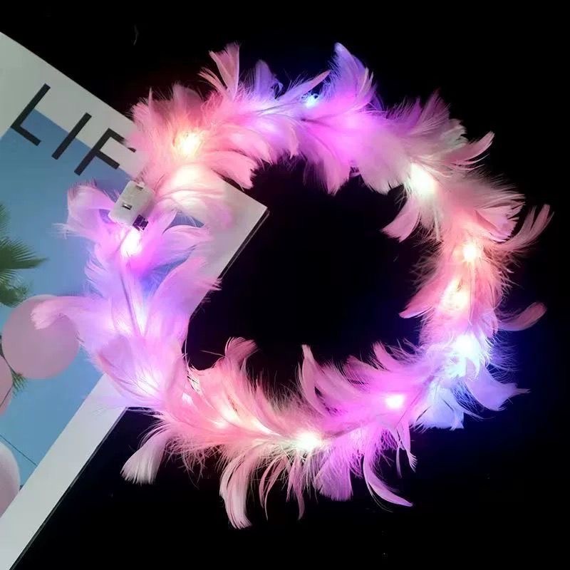 New feather wreath, goose feather headwear, luminous wreath, Angel luminous headband, fairy wreath, luminous headband