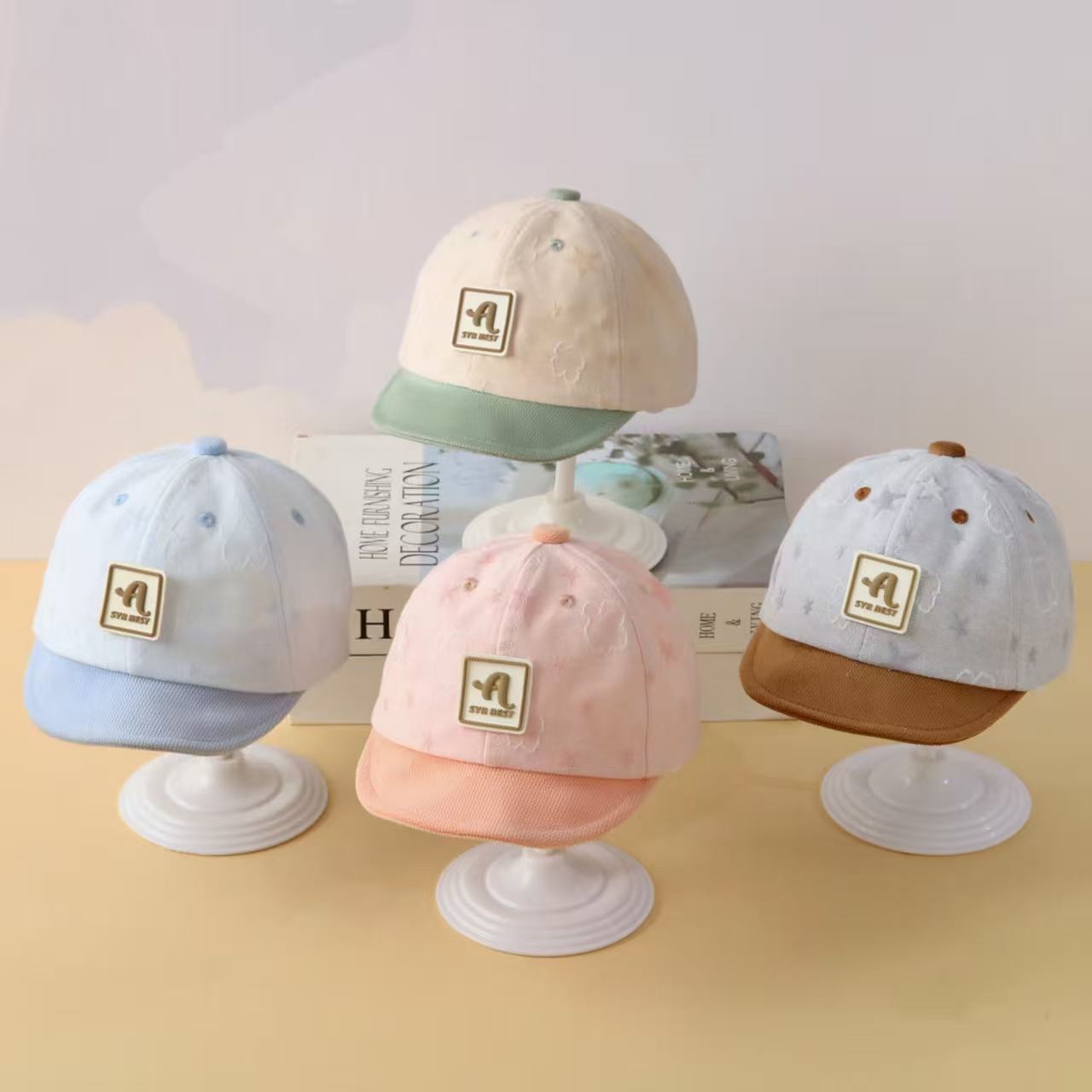 Children's soft-brimmed cartoon hats, baby hats, baby printed cloth labels, baby hats for boys and girls, sun protection and shade hats, children's hats, spring and autumn styles, cute