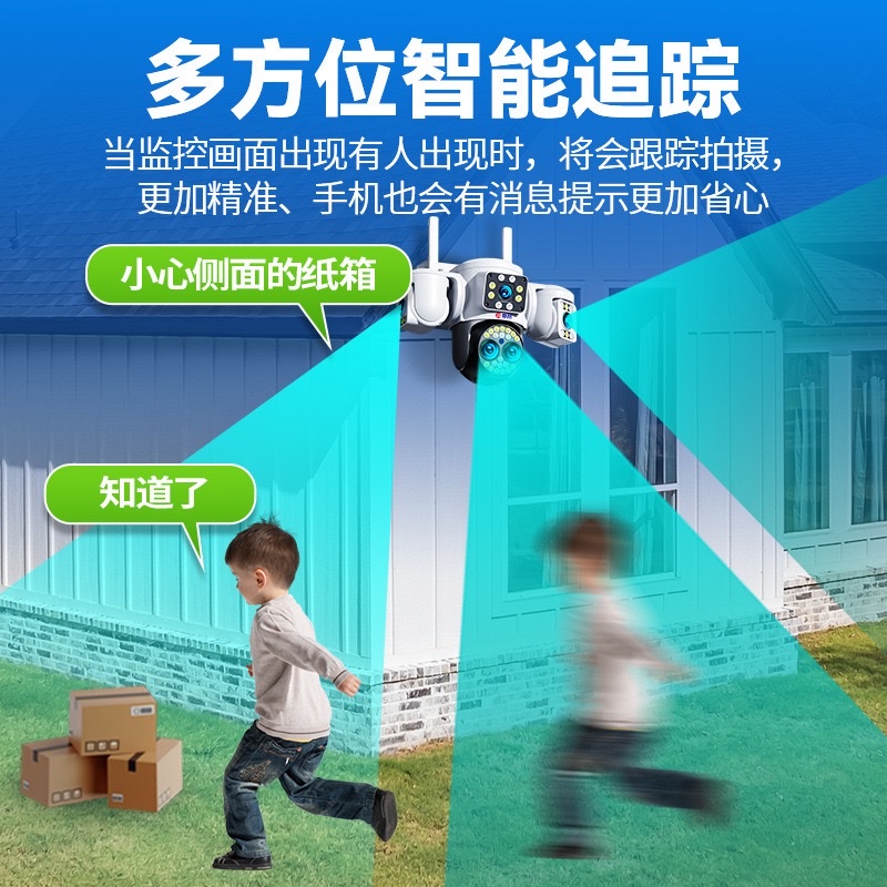 Surveillance camera, home camera, outdoor monitor, night vision, indoor three-screen wireless network camera Application Scenario
