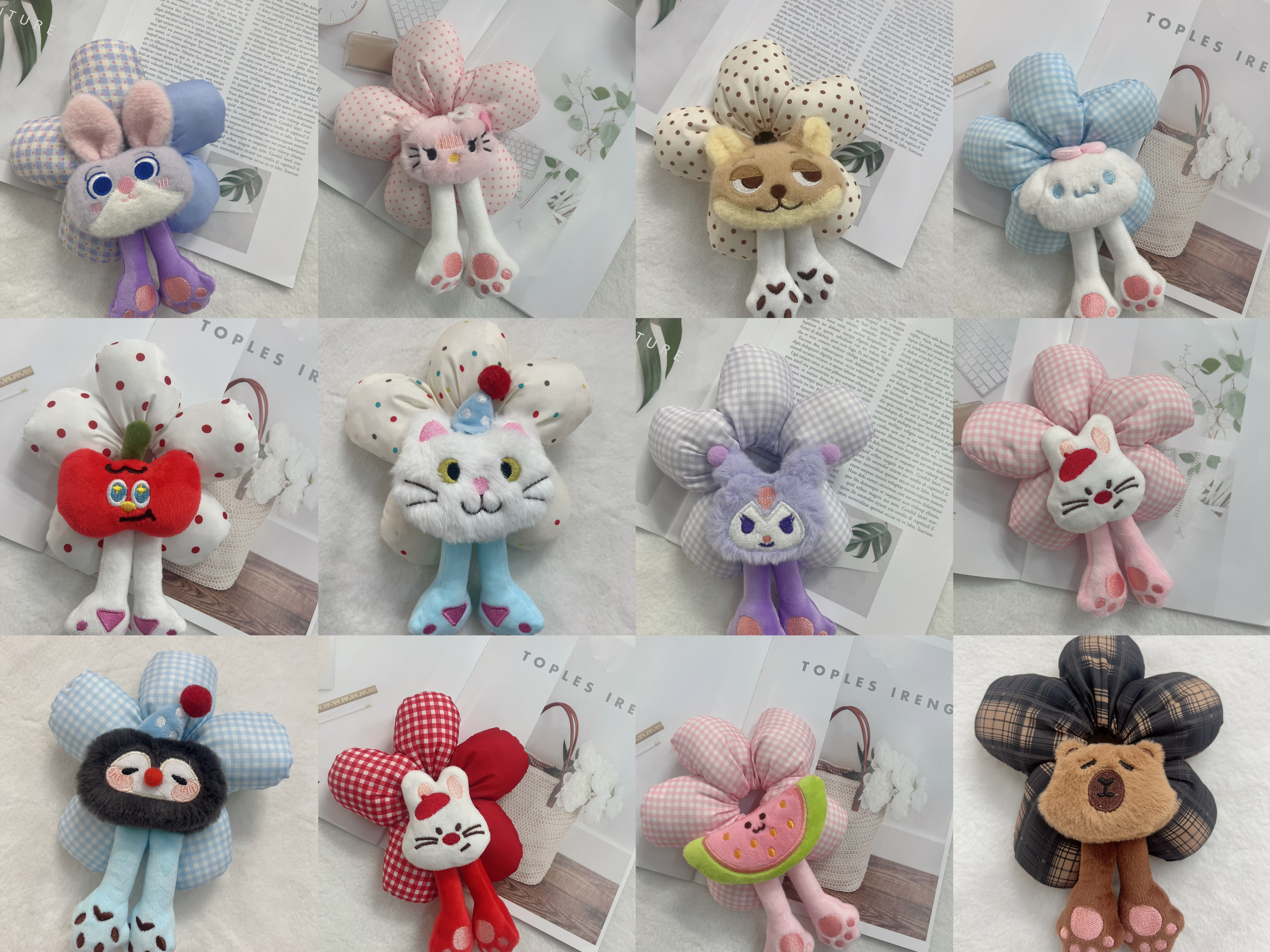 A variety of cute cartoon-patterned flower hair bands, a must-have item for buns Application Scenario