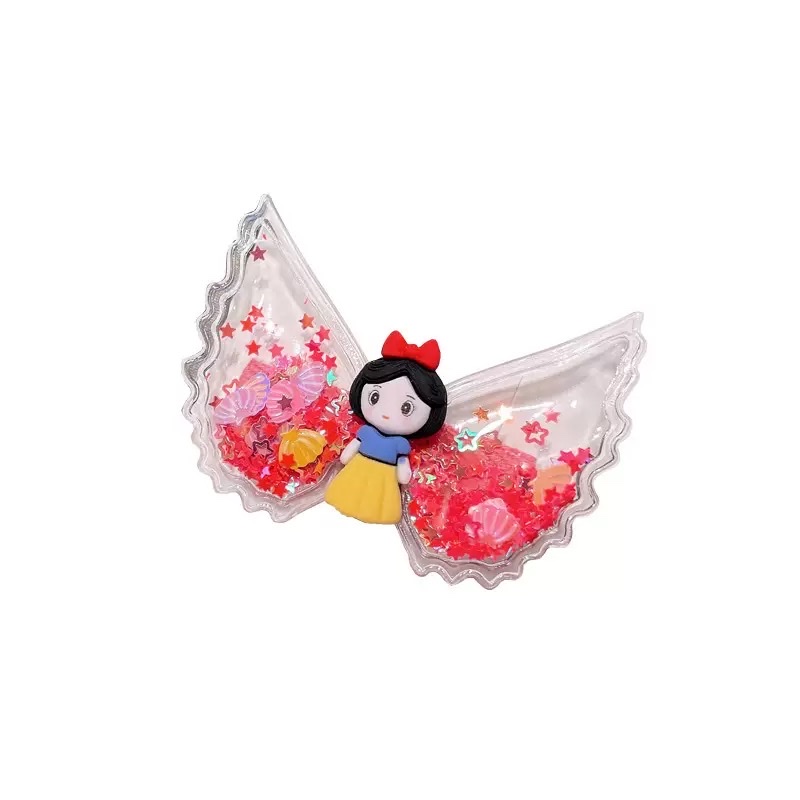 Children's flowing sand cartoon hairpins, angel wings, baby girl cloth, duckbill hairpins Specification image