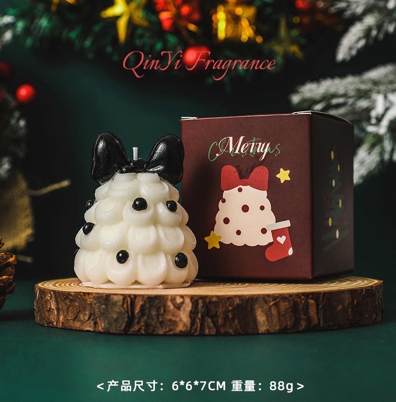 Aromatherapy candle party decoration, Christmas fragrance, European imported aromatherapy candles, long-lasting fragrance, aromatherapy candle bows, Christmas tree decoration, cross-border export foreign trade Item Picture