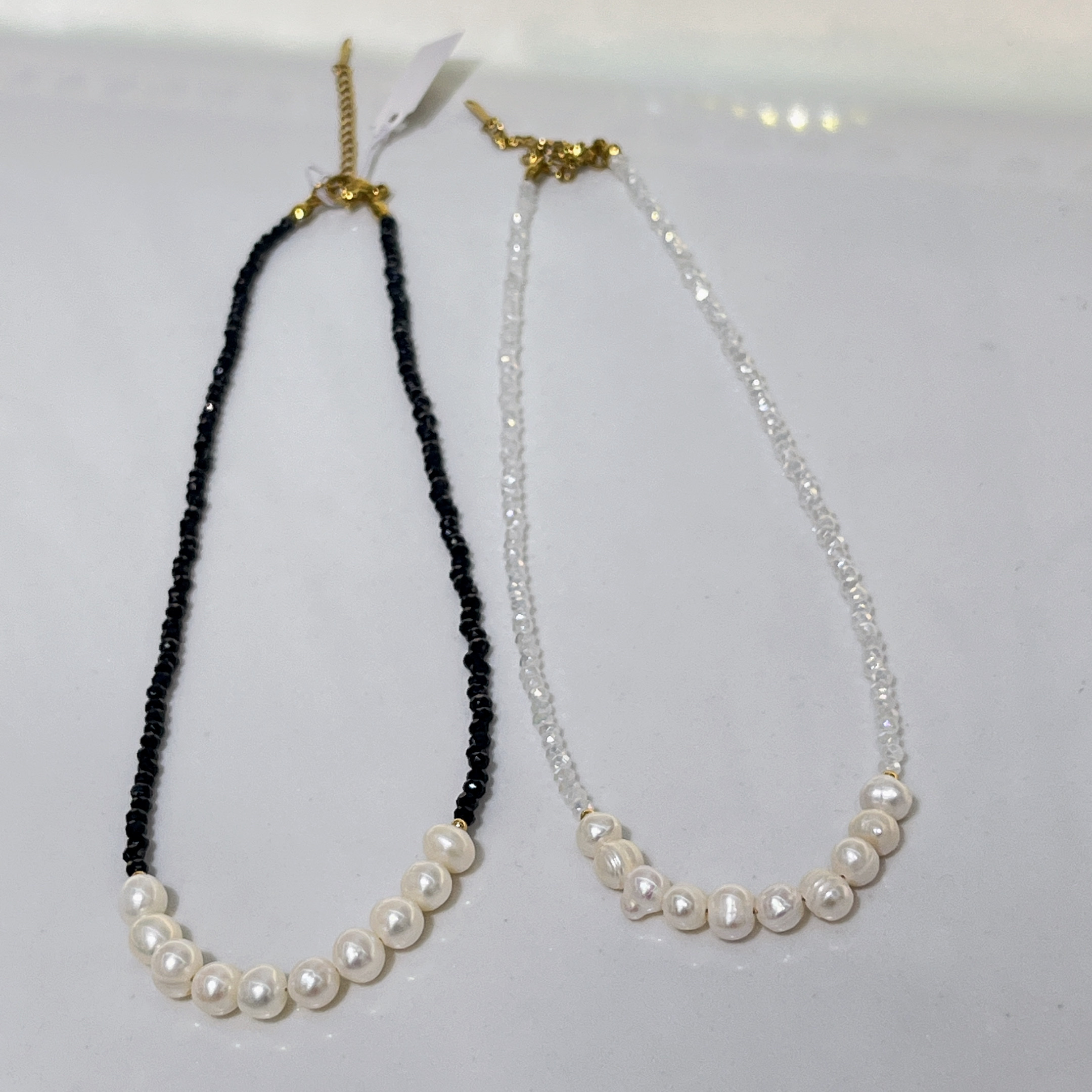 云逸饰家 饰品批发 水晶项链淡水珍珠 天然珍珠首饰 黑色 白色 简约饰品首饰珍珠项链详情10