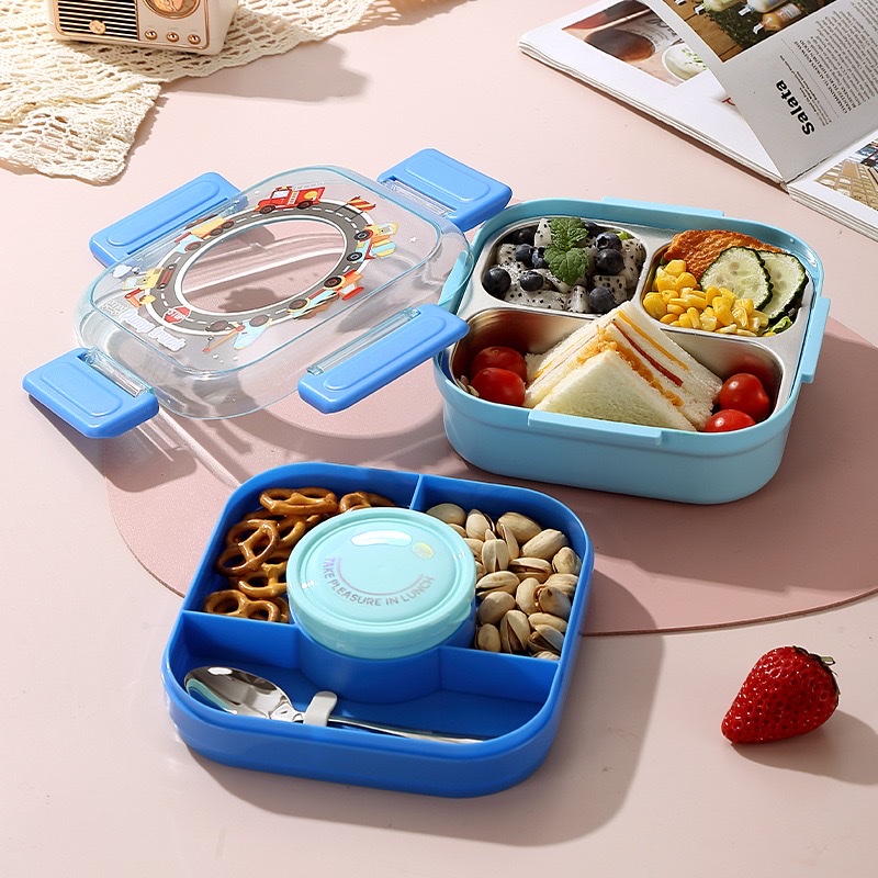 304不锈钢食堂便当盒卡通学生饭盒便携带餐盒小学生食品级 详情图2