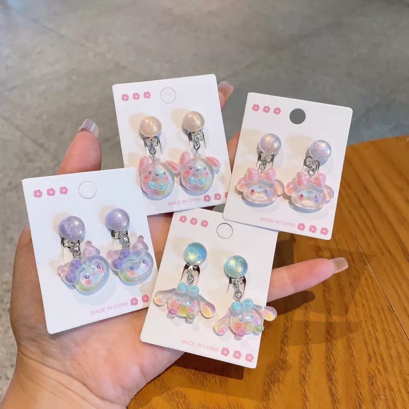 Cute cartoon children's ear clips, girls' no-ear piercing pain-proof earrings, high-end earrings, girls' ocean-themed earrings details Picture