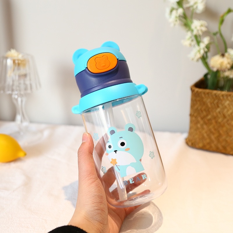 New children's creative bouncy lid plastic cup, bear portable water cup, cartoon cute student portable cup detail image 4