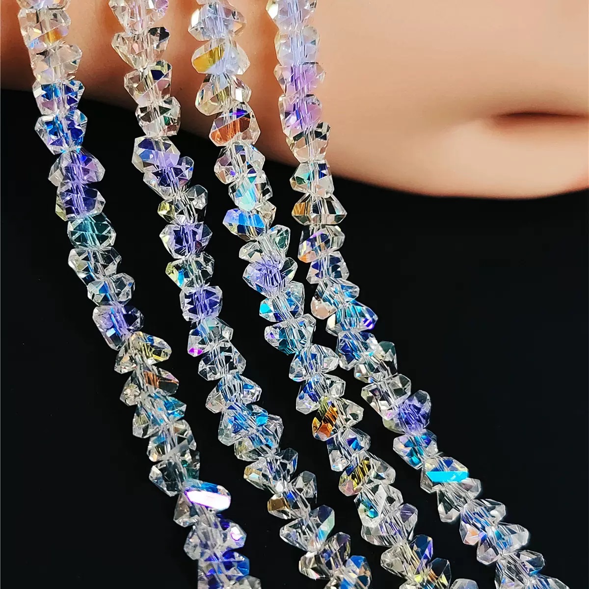Crystal triangular beads, electroplated glass beads, color-plated triangular rhombic beads, loose beads, diy handmade jewelry accessories materials Application Scenario