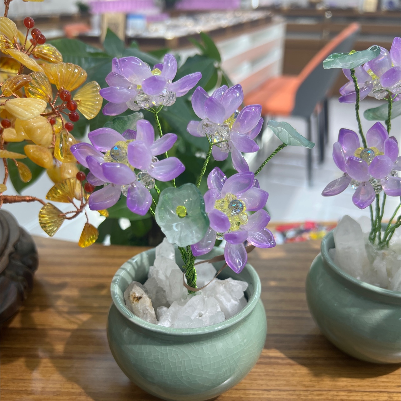 Crystal glass lotus flower ornaments, artworks, home decoration handicrafts, elegant and refined display items