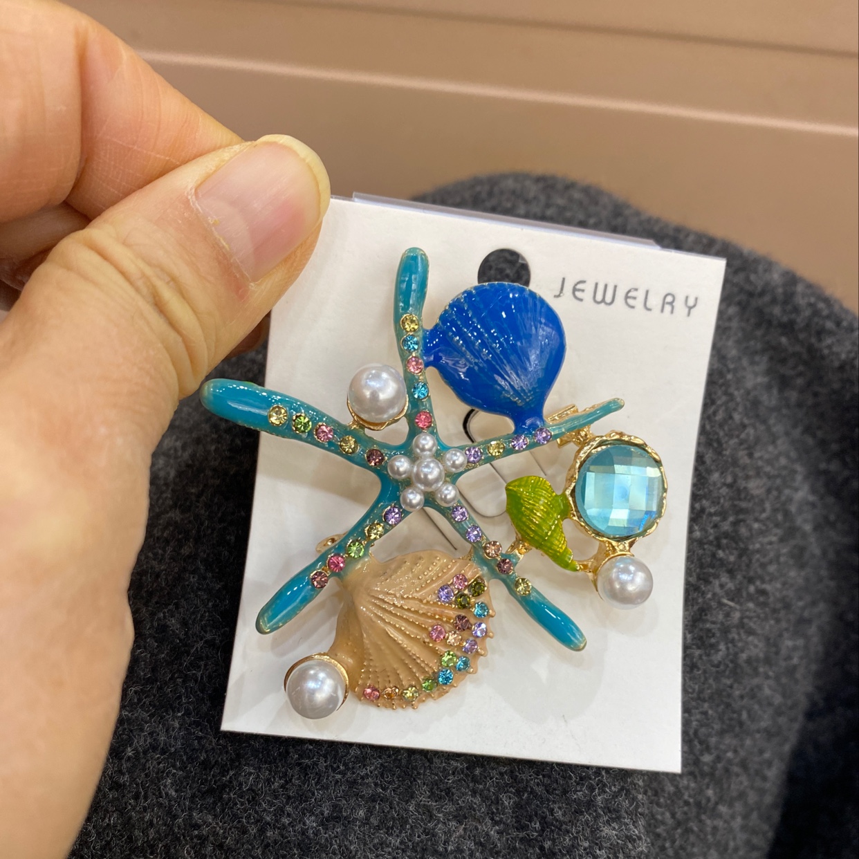 热卖海星滳油兰色系大胸针