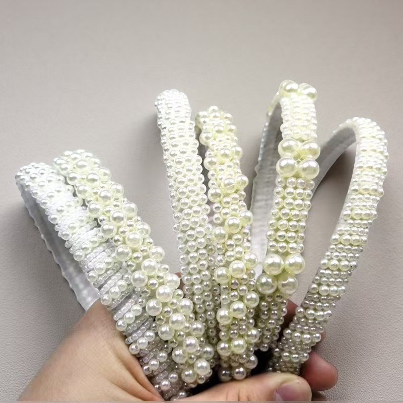 欧美热卖新款珍珠发箍韩版复古时尚百搭头箍手工串珠压发：精品发饰头饰