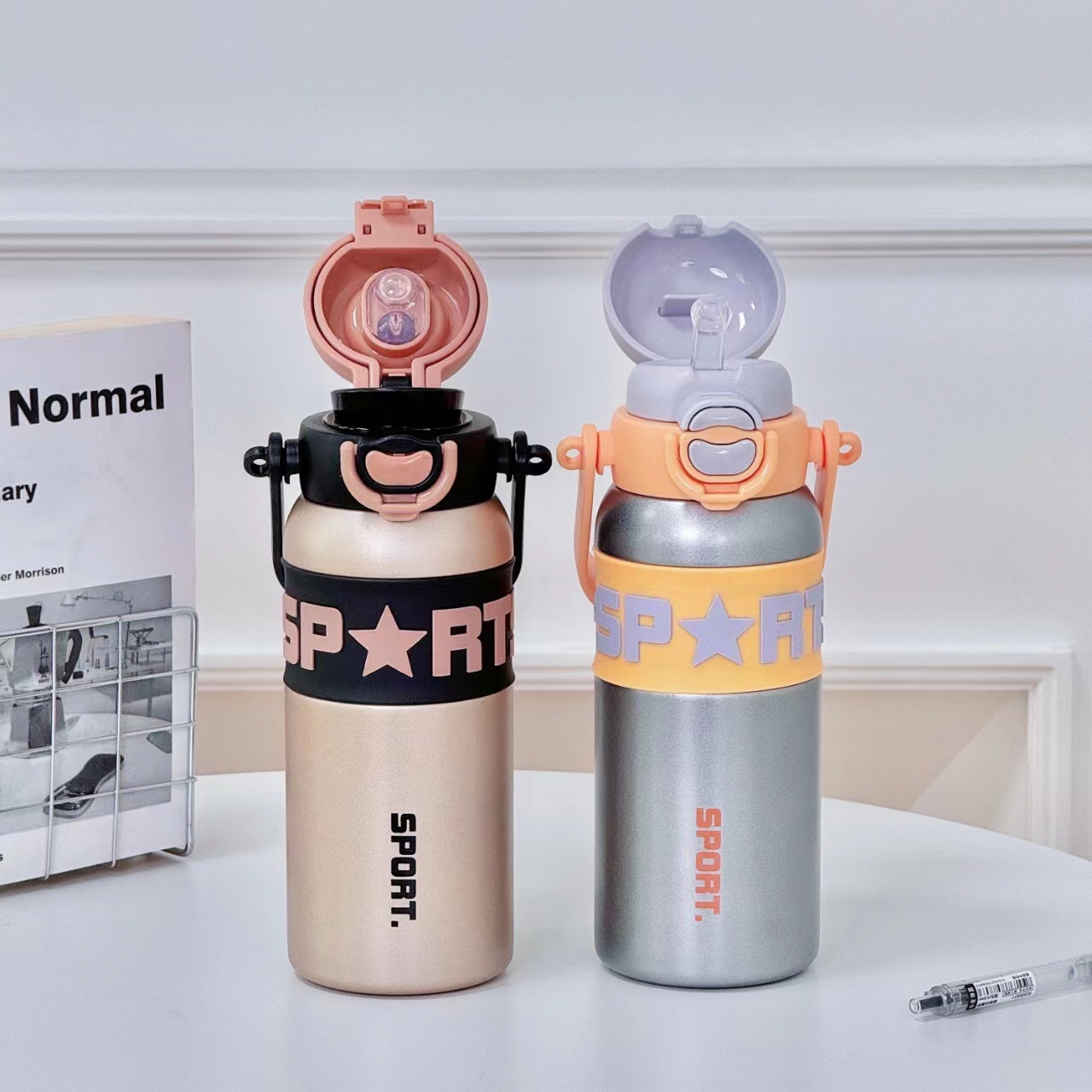 #YES-WATER新品🆕
弹跳双饮背带保温杯
货号：XDFBS678
容量：600ML
材质：内外304
装箱:  4详情图6