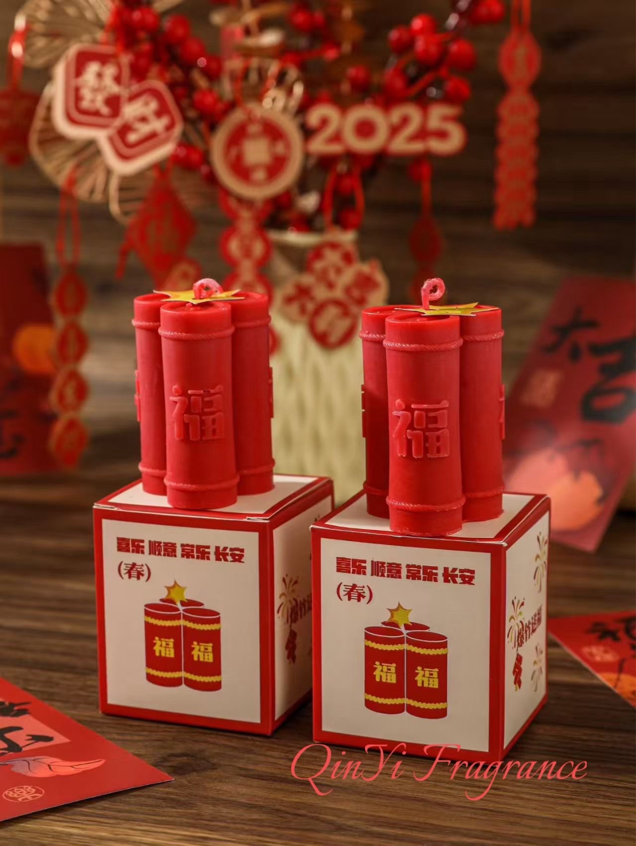 Aromatherapy candles for party decoration, Christmas fragrance, European imported aromatherapy candles, long-lasting fragrance, aromatherapy candles, Chinese-style firecrackers, New Year atmosphere Specification image