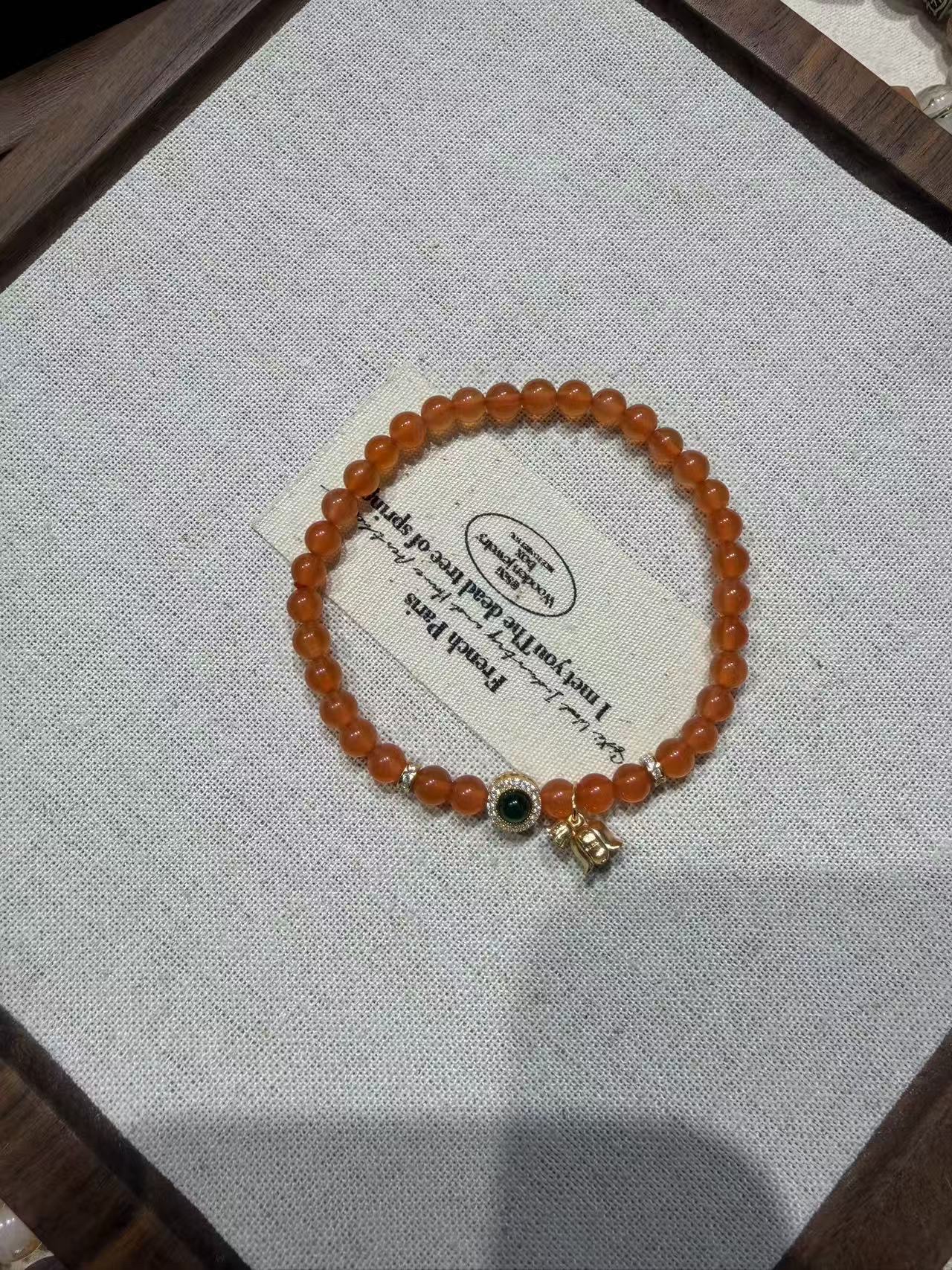 冰南红银镶手串