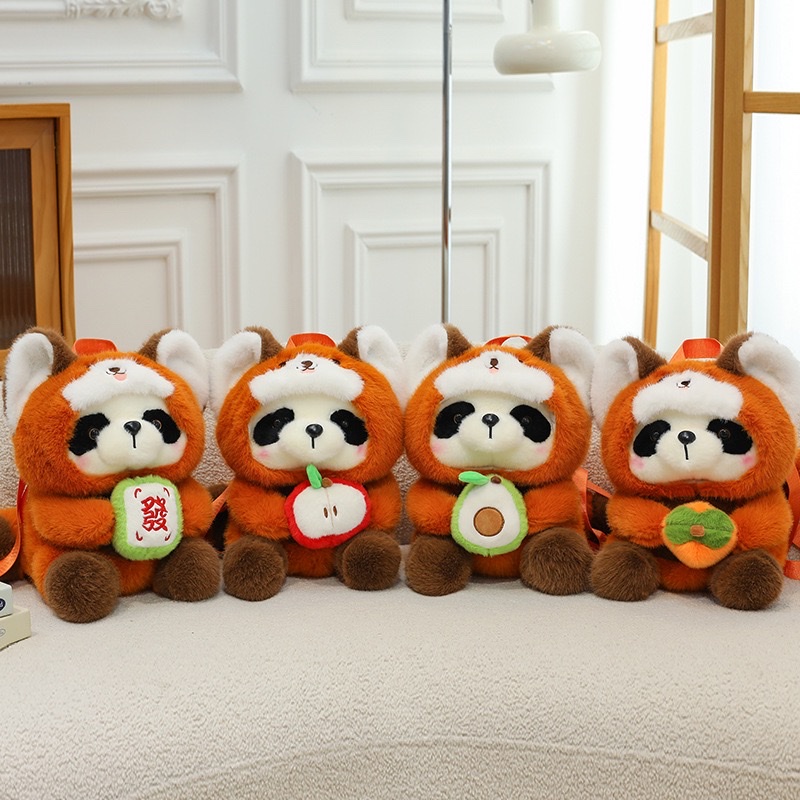 可爱警察熊猫毛绒双肩包成都礼品呆萌制服大熊猫包包厂家直发