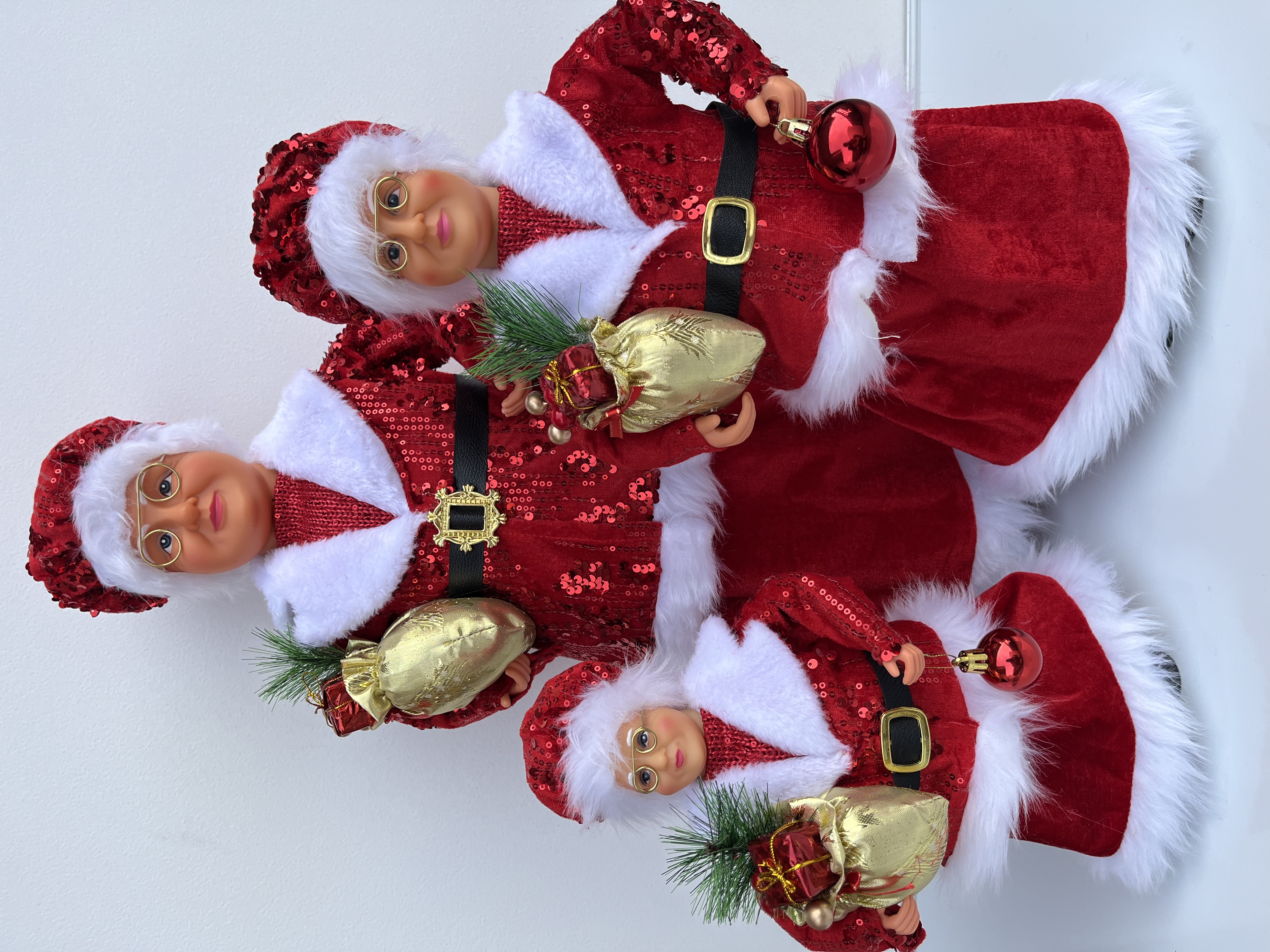 圣诞节装饰摆件摆件商场橱窗布置圣诞老婆婆金色礼物袋