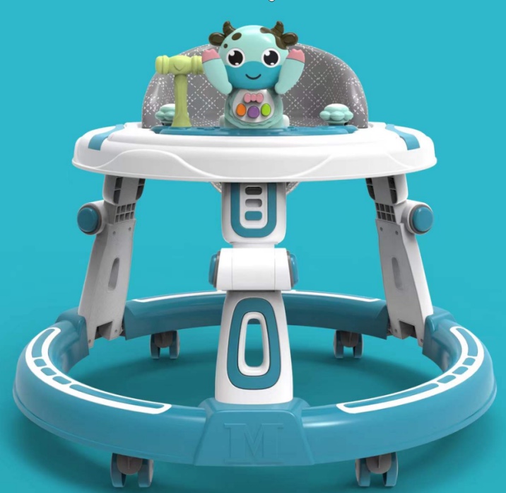 卡通益智音乐；音乐板可拆卸；亚麻透气坐垫；全新一键折叠；坐垫4档调节；支腿3档调节；耐磨静音轮子；加小推把可做助步车2