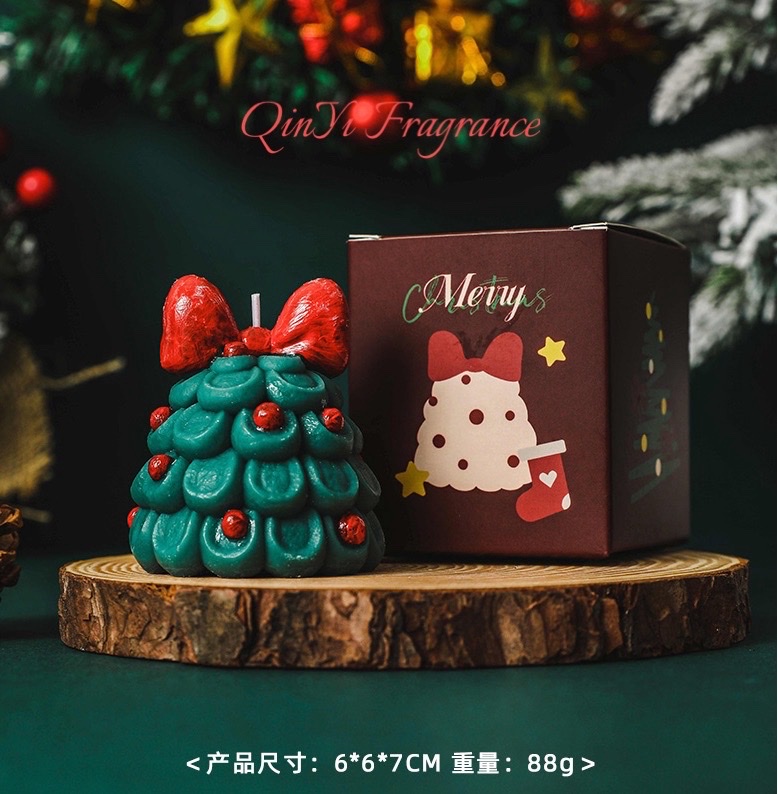 Aromatherapy candle party decoration, Christmas fragrance, European imported aromatherapy candles, long-lasting fragrance, aromatherapy candle bows, Christmas tree decoration, cross-border export foreign trade details Picture