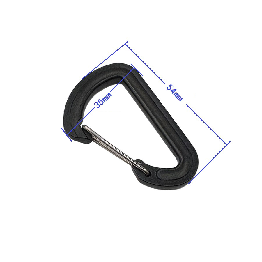 Black plastic triangular hook buckle hiking bag D-type hook plastic rotating hook buckle triangular iron wire hook details Picture