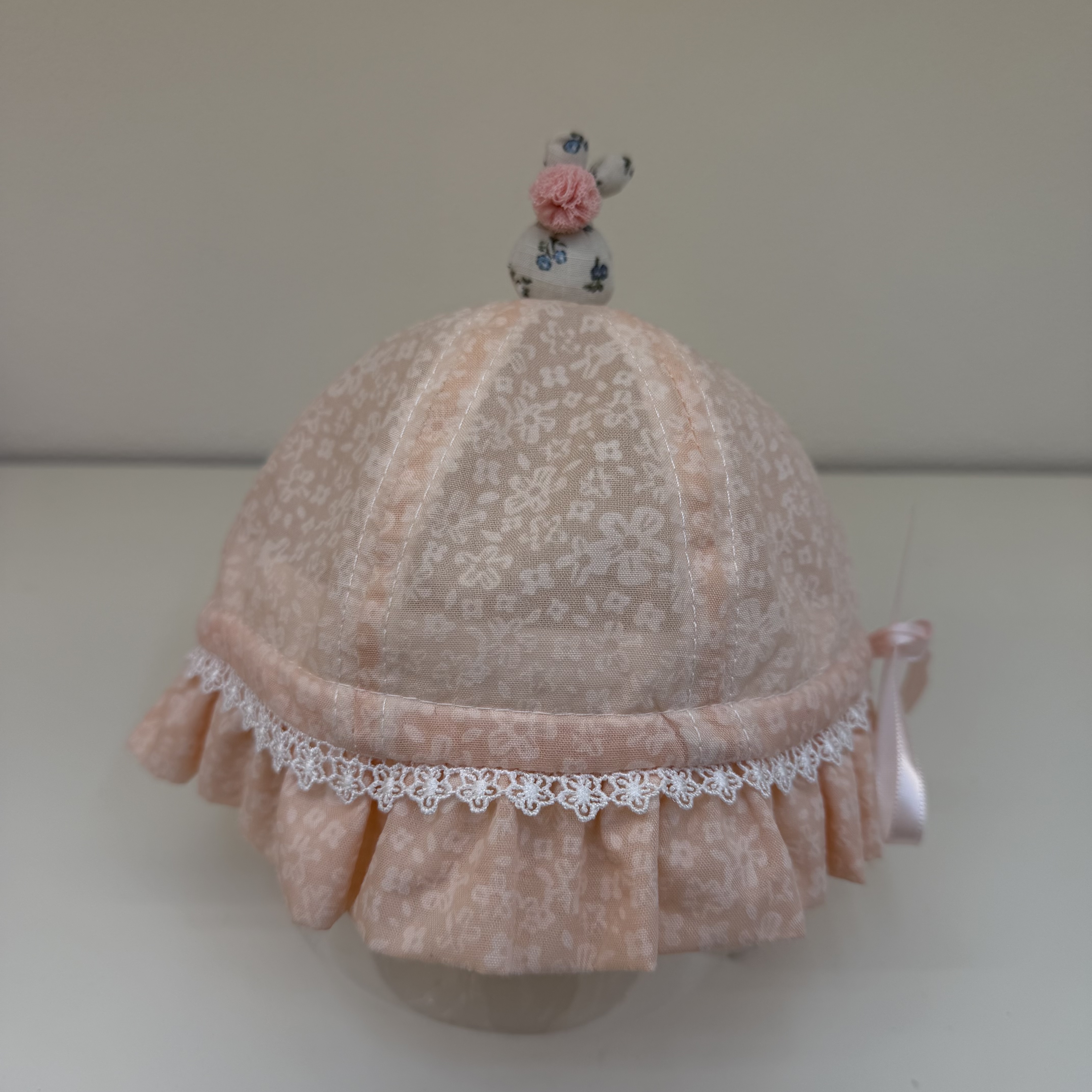 Gorra de dibujos animados gorra de bebé gorra de bebé de verano gorra de niños protección solar transpirable lindo encaje de organza pequeño conejo primavera verano otoño llana gorra Specification image