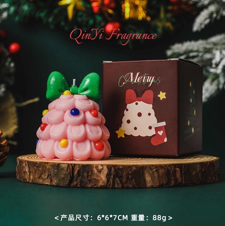 Aromatherapy candle party decoration, Christmas fragrance, European imported aromatherapy candles, long-lasting fragrance, aromatherapy candle bows, Christmas tree decoration, cross-border export foreign trade Specification image
