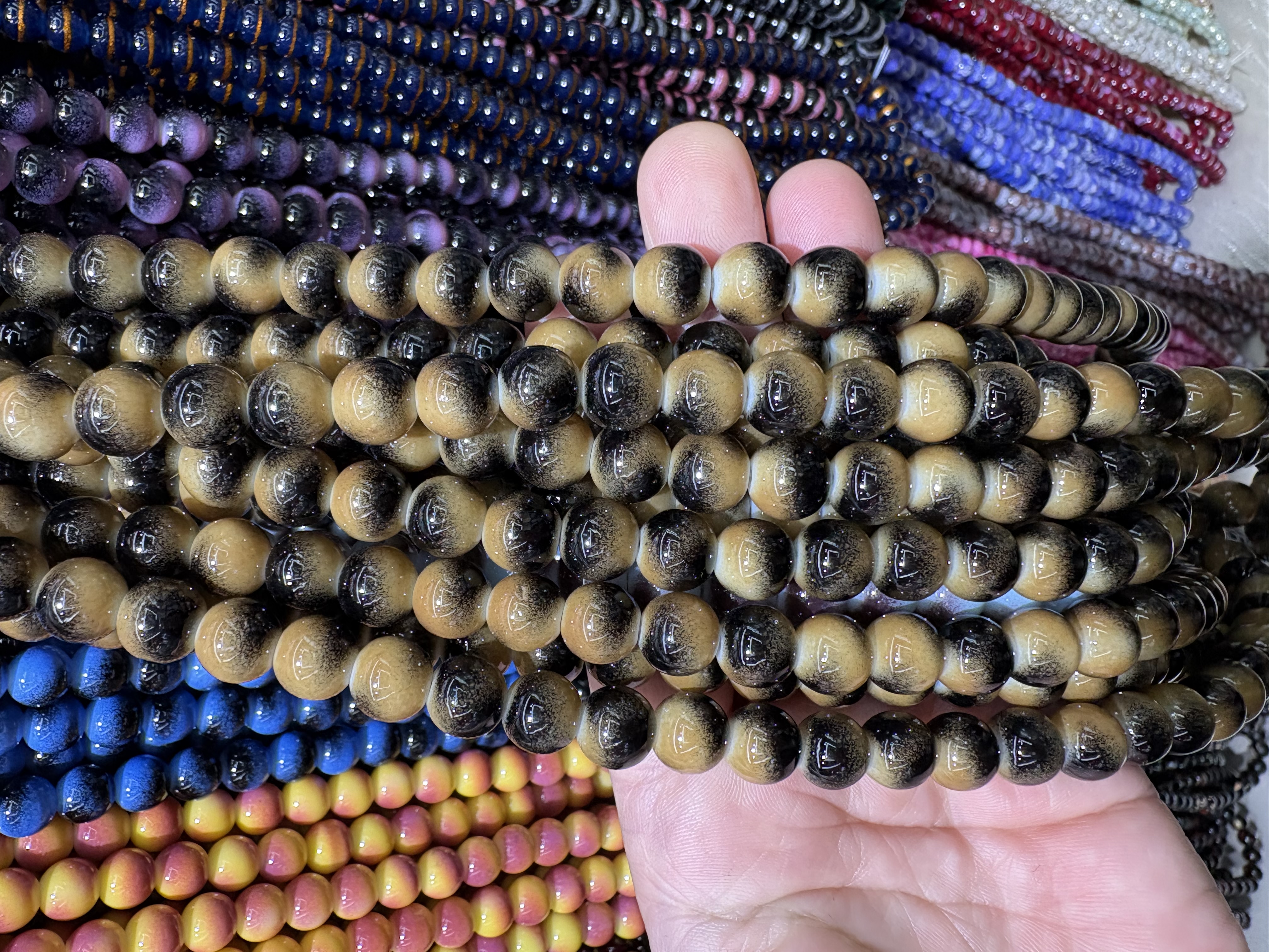 Handmade DIY beads, pearl beads, wooden beads accessories, multi-color creative handcrafted materials, jewelry making supplies, beads details Picture