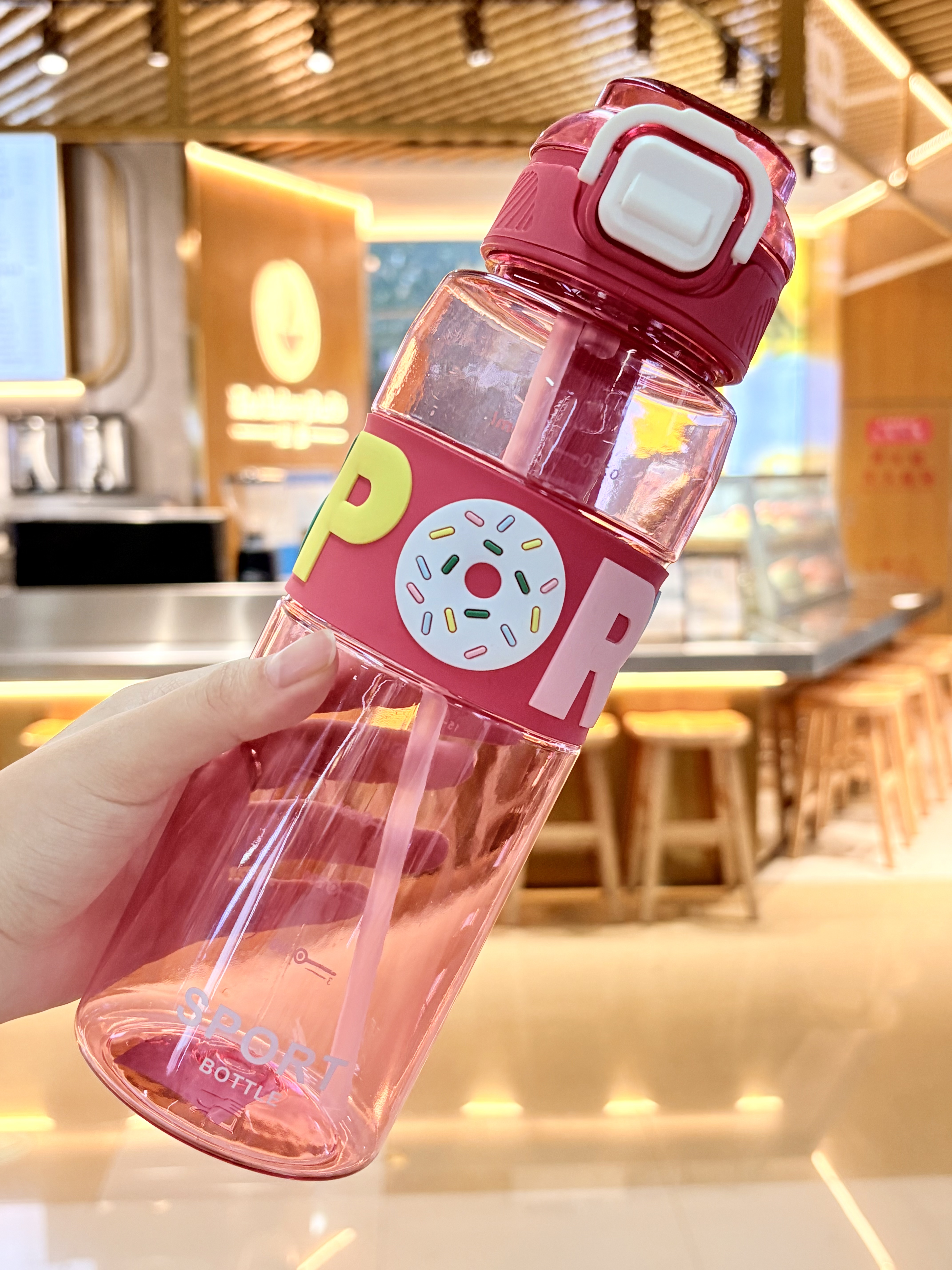 Water cup, straw, other large-capacity portable dual-drinking, high appearance level sports summer new student plastic water bottle, cup for men and women 800ML Specification drawing