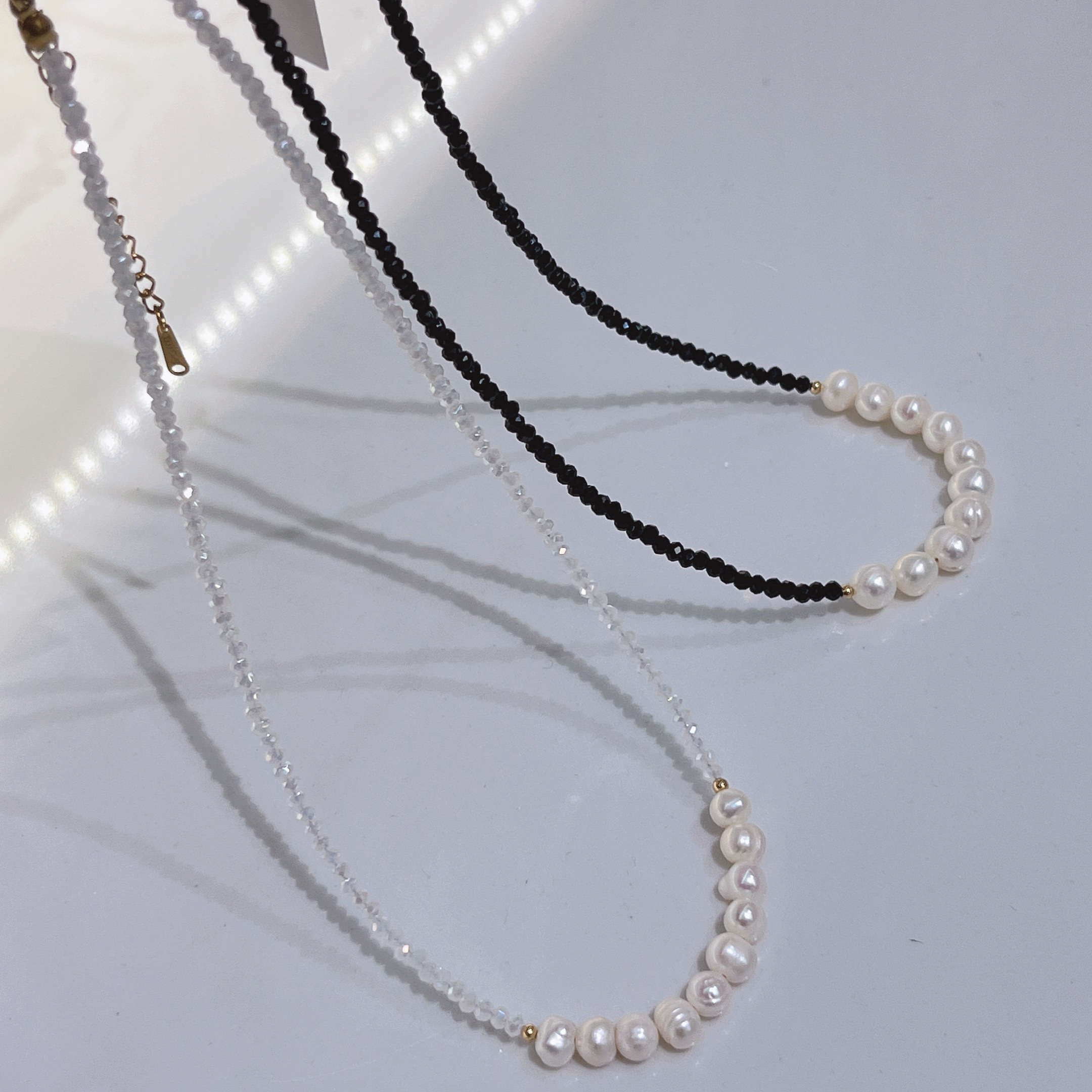 云逸饰家 饰品批发 水晶项链淡水珍珠 天然珍珠首饰 黑色 白色 简约饰品首饰珍珠项链详情14