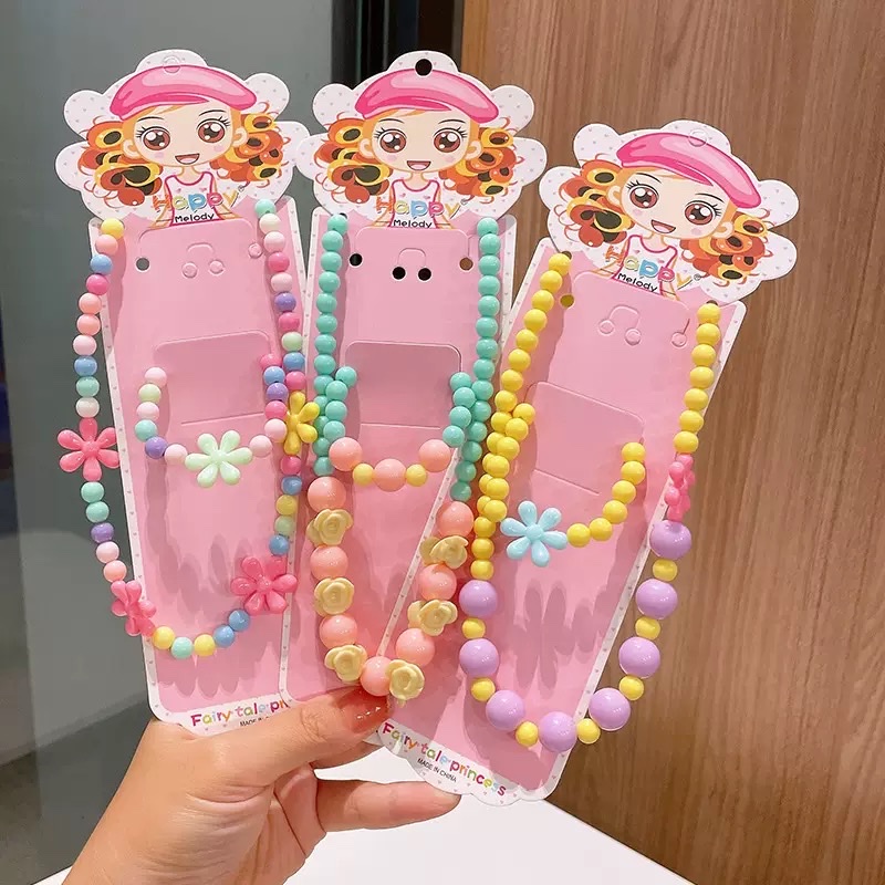 Children's irregular-shaped colored bead necklace bracelet