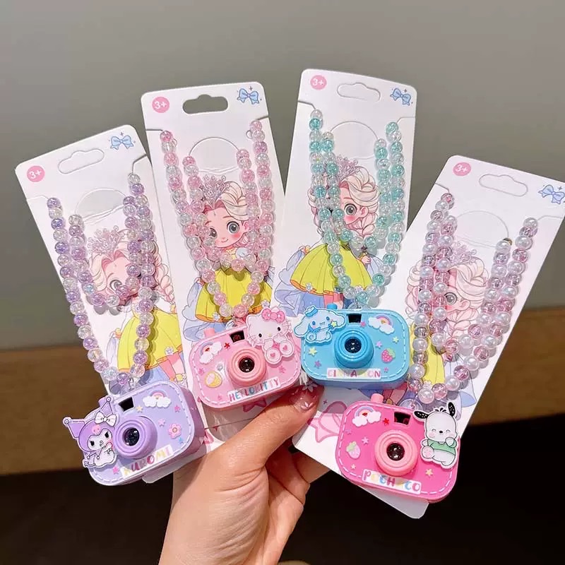 The same style of projection camera necklace as the Internet celebrity, children's student beaded, baby cute and fun little gift neck chain