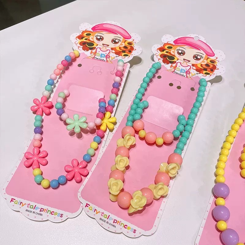 Children's irregular-shaped colored bead necklace bracelet details Picture