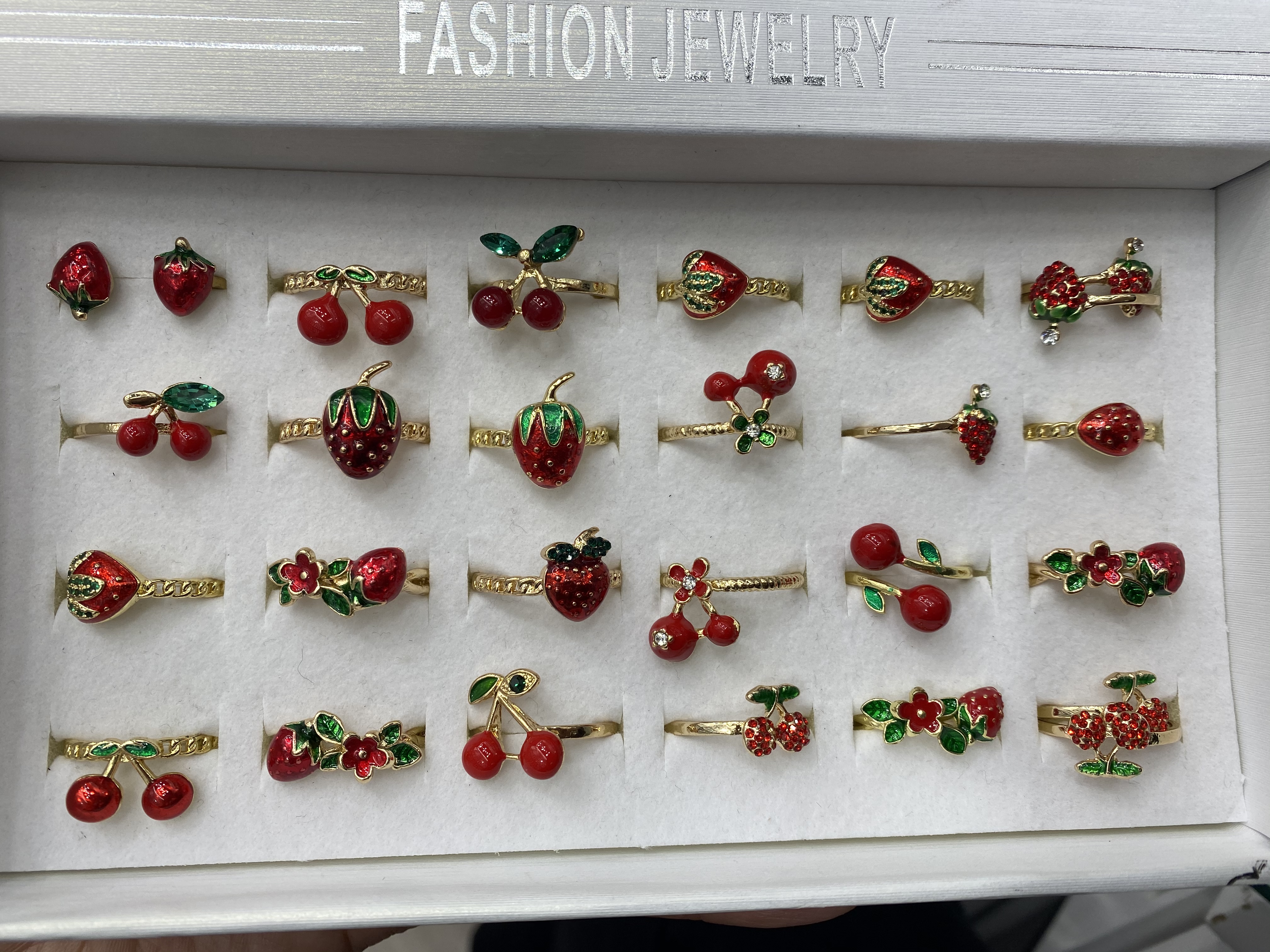 水果系列爆款戒指网红少女心可爱小草莓樱桃清新指环小众戒指 