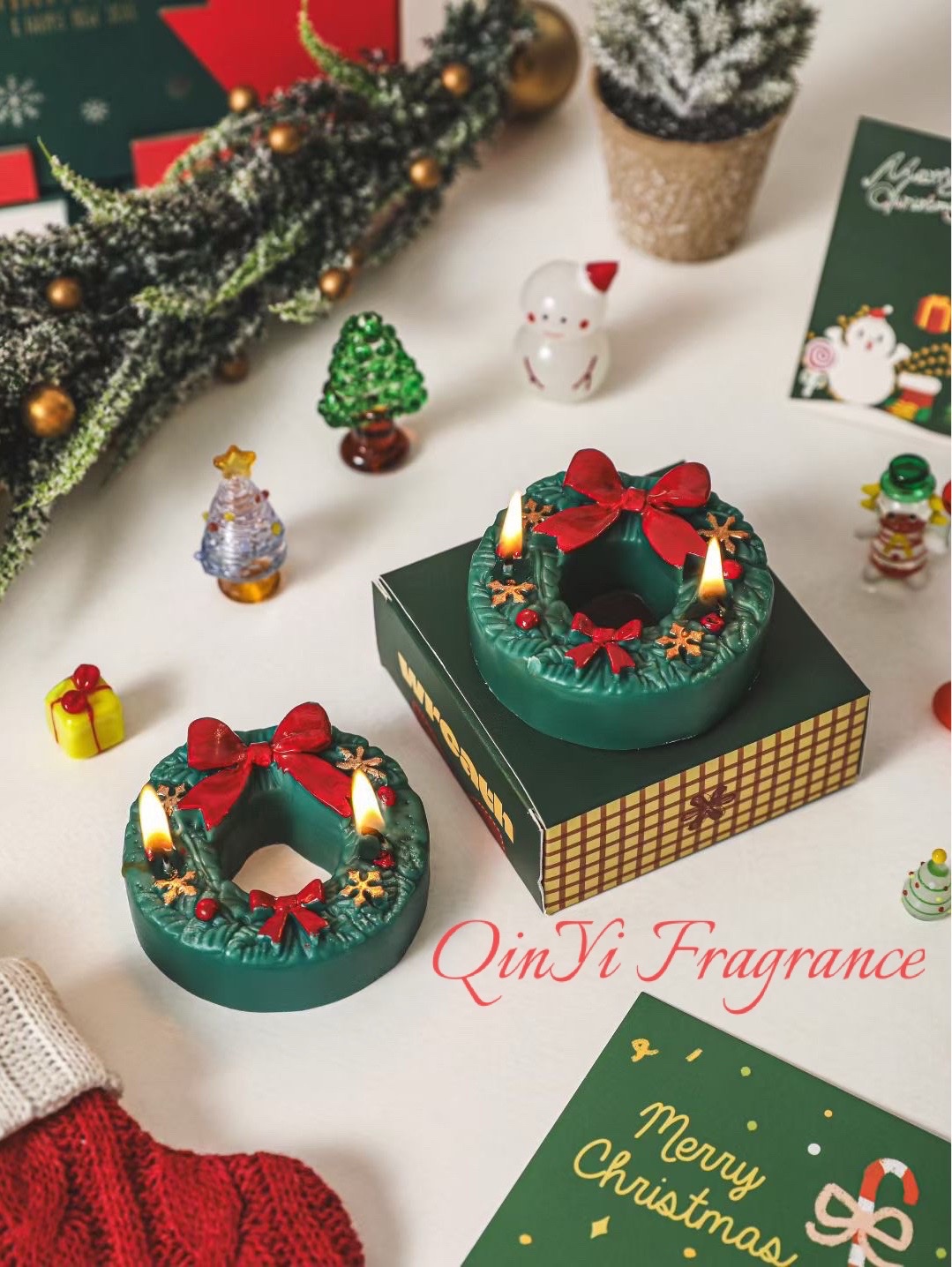 欧洲香薰蜡烛派对圣诞香氛蜡烛香薰蜡烛装饰家用香味蜡烛圣诞花环圣诞节产品图