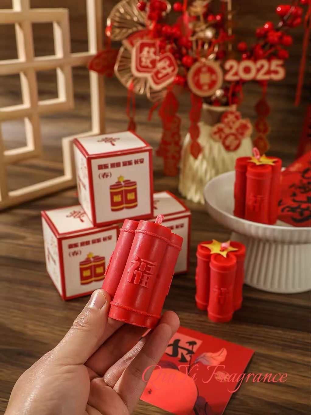 Aromatherapy candles for party decoration, Christmas fragrance, European imported aromatherapy candles, long-lasting fragrance, aromatherapy candles, Chinese-style firecrackers, New Year atmosphere Application Scenario