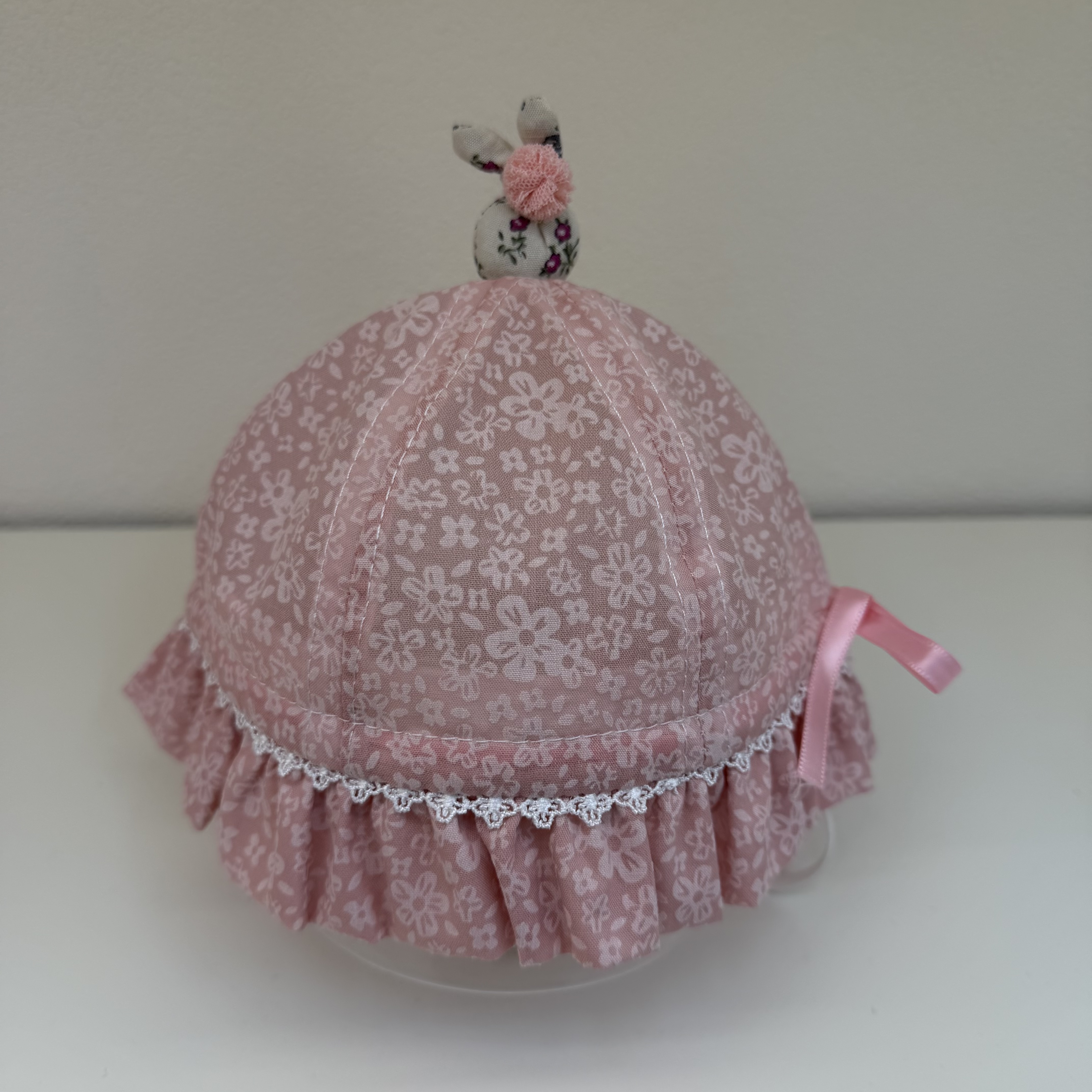 Gorra de dibujos animados gorra de bebé gorra de bebé de verano gorra de niños protección solar transpirable lindo encaje de organza pequeño conejo primavera verano otoño llana gorra details Picture
