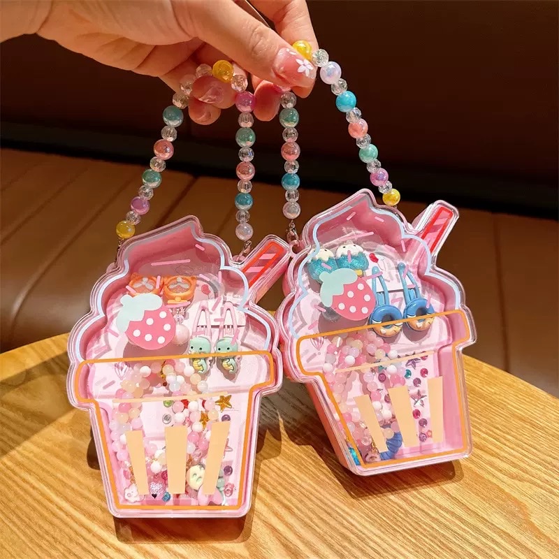 Children's beaded necklace jewelry, high-end gift box set, girls' and babies' hair clips, earrings and accessories