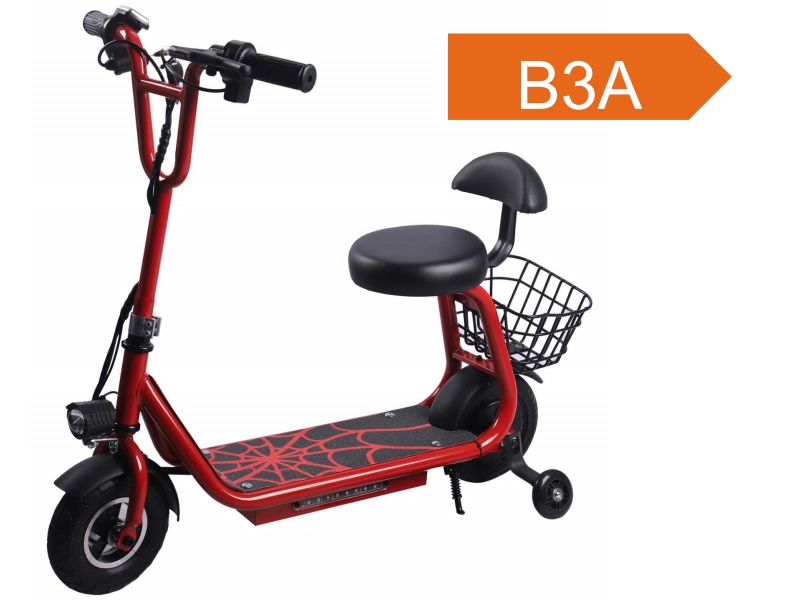 B3
Battery: 36V3.0Ah Lithium battery
Motor:250W brushless motor
ire size: 8inch
Max speed: 15km/h
