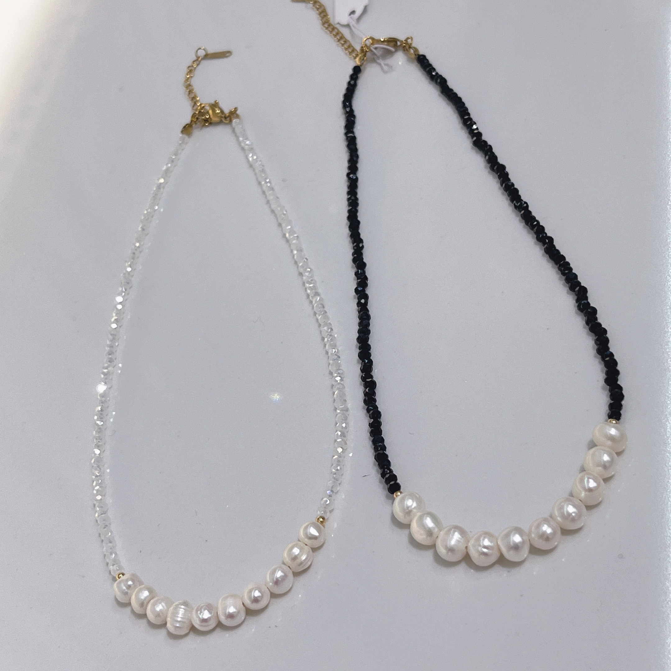 云逸饰家 饰品批发 水晶项链淡水珍珠 天然珍珠首饰 黑色 白色 简约饰品首饰珍珠项链详情13