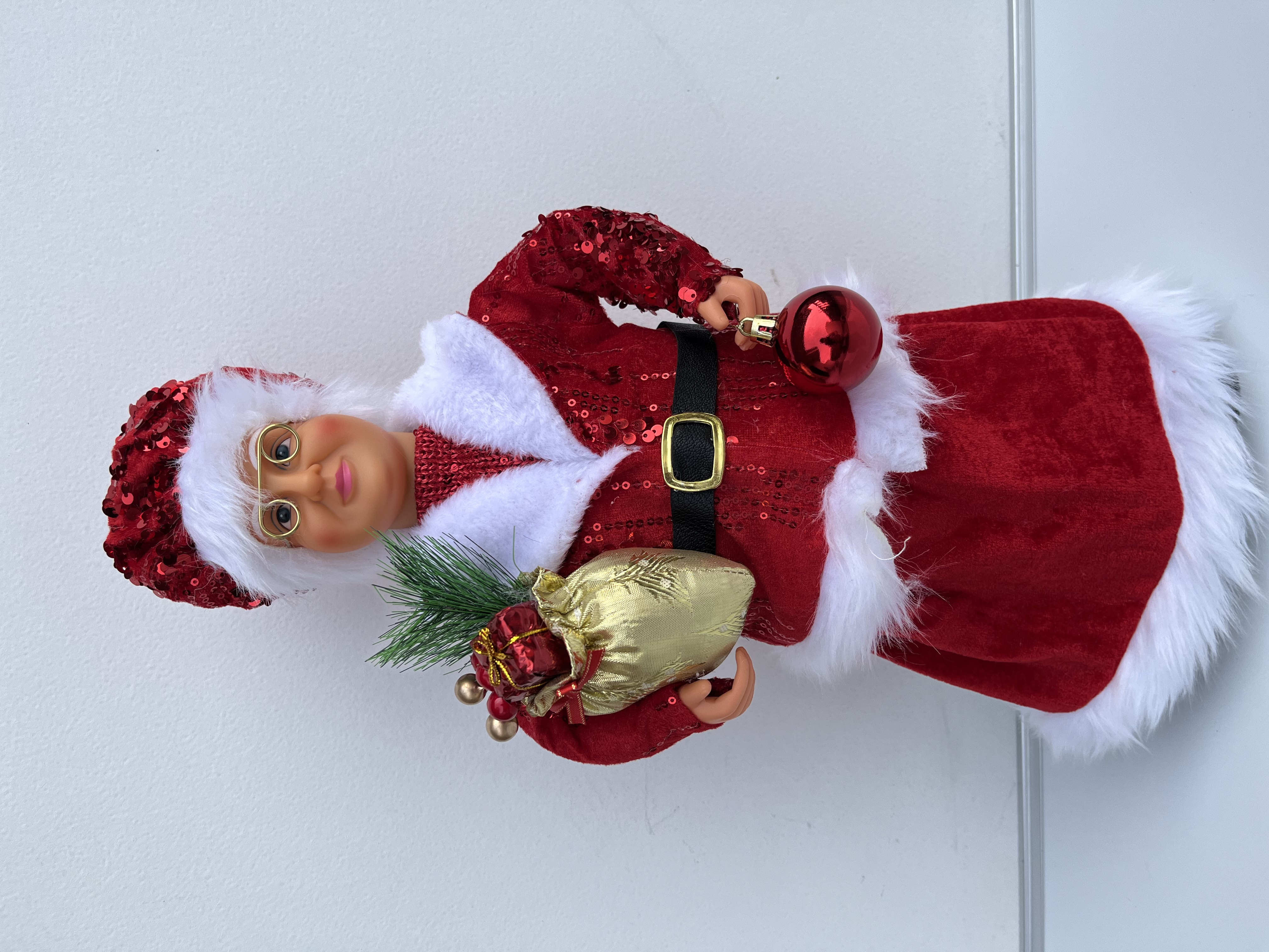 圣诞节装饰摆件摆件商场橱窗布置圣诞老婆婆金色礼物袋细节图