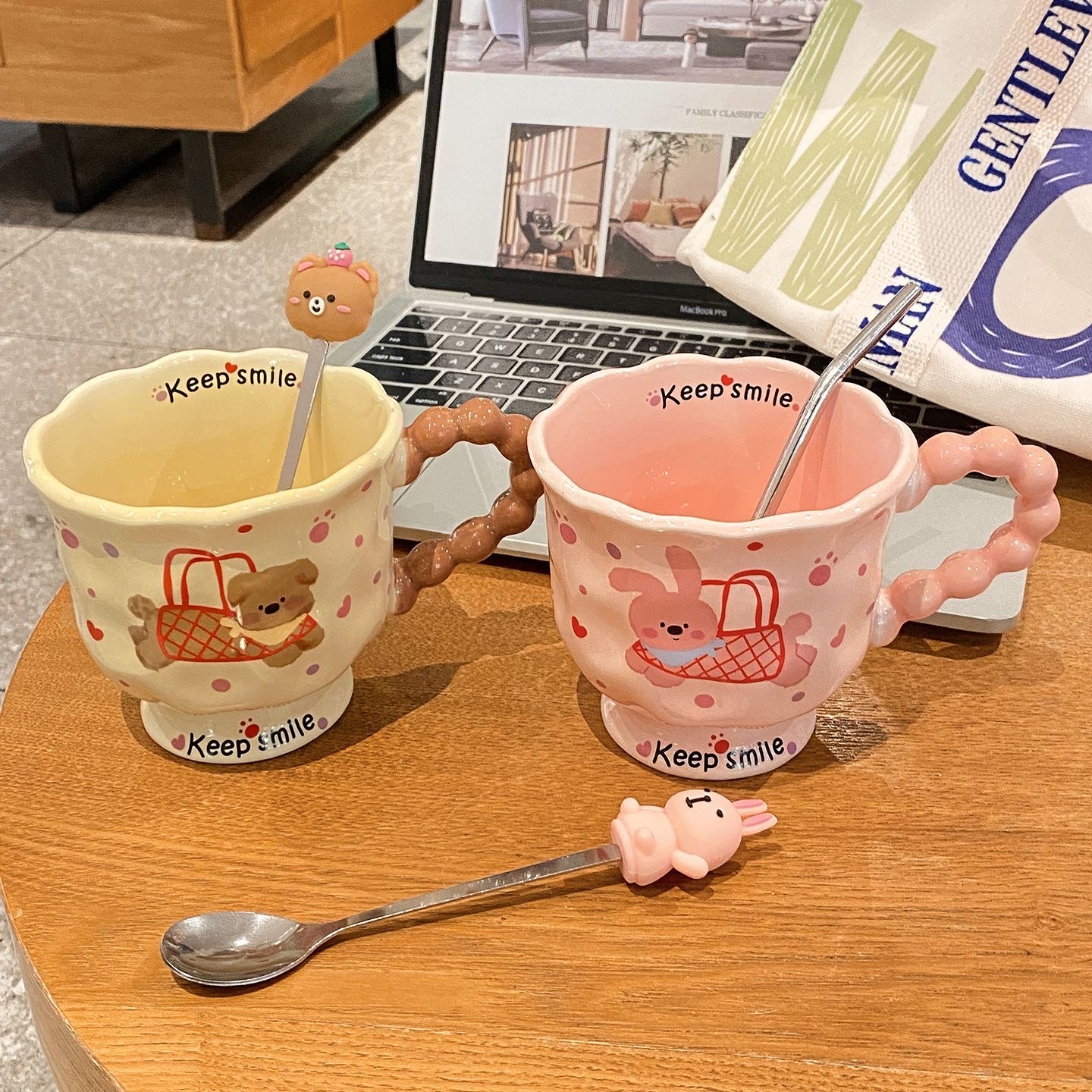 ins rabbit mugs, high appearance level cups, ceramic couple cups, birthday gifts for girls, souvenirs, straw cups, ceramic cups, mugs Specification image