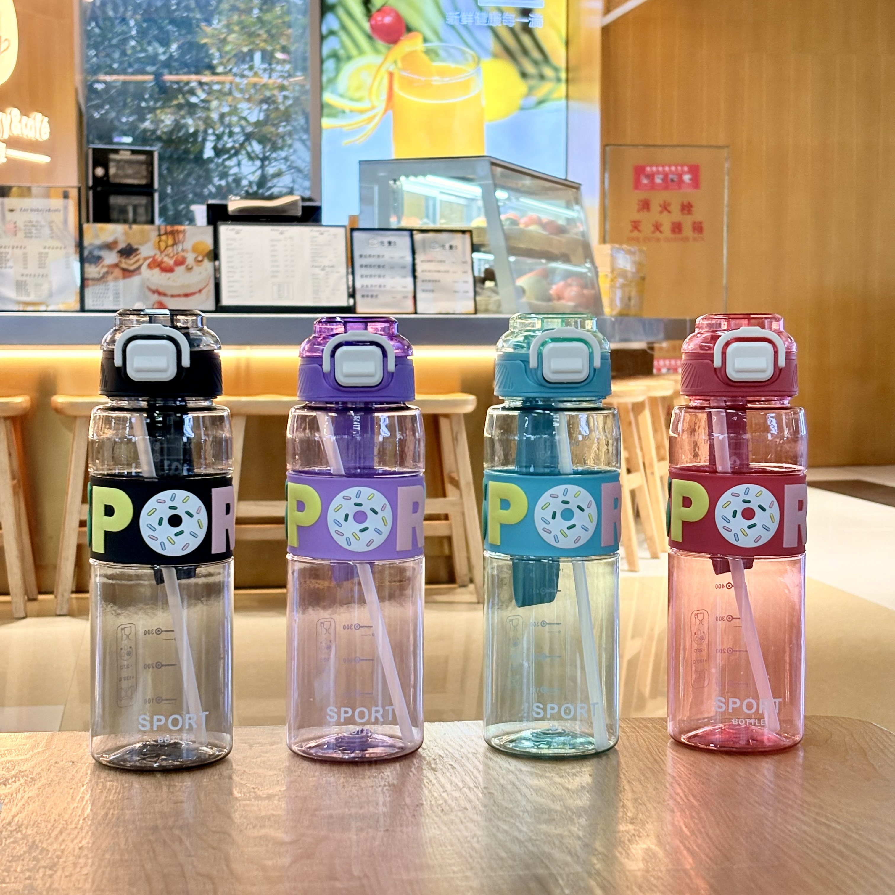 Water cup, straw, other large-capacity portable dual-drinking, high appearance level sports summer new student plastic water bottle, cup for men and women 800ML full figure