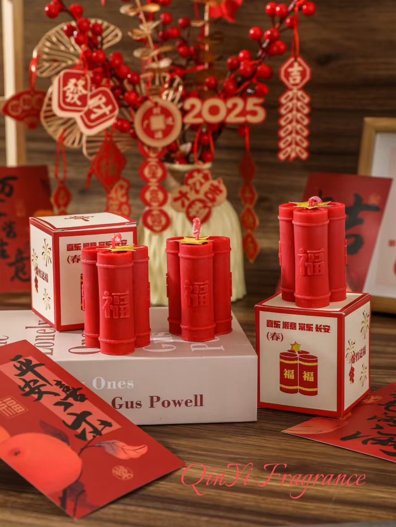 Aromatherapy candles for party decoration, Christmas fragrance, European imported aromatherapy candles, long-lasting fragrance, aromatherapy candles, Chinese-style firecrackers, New Year atmosphere details Picture