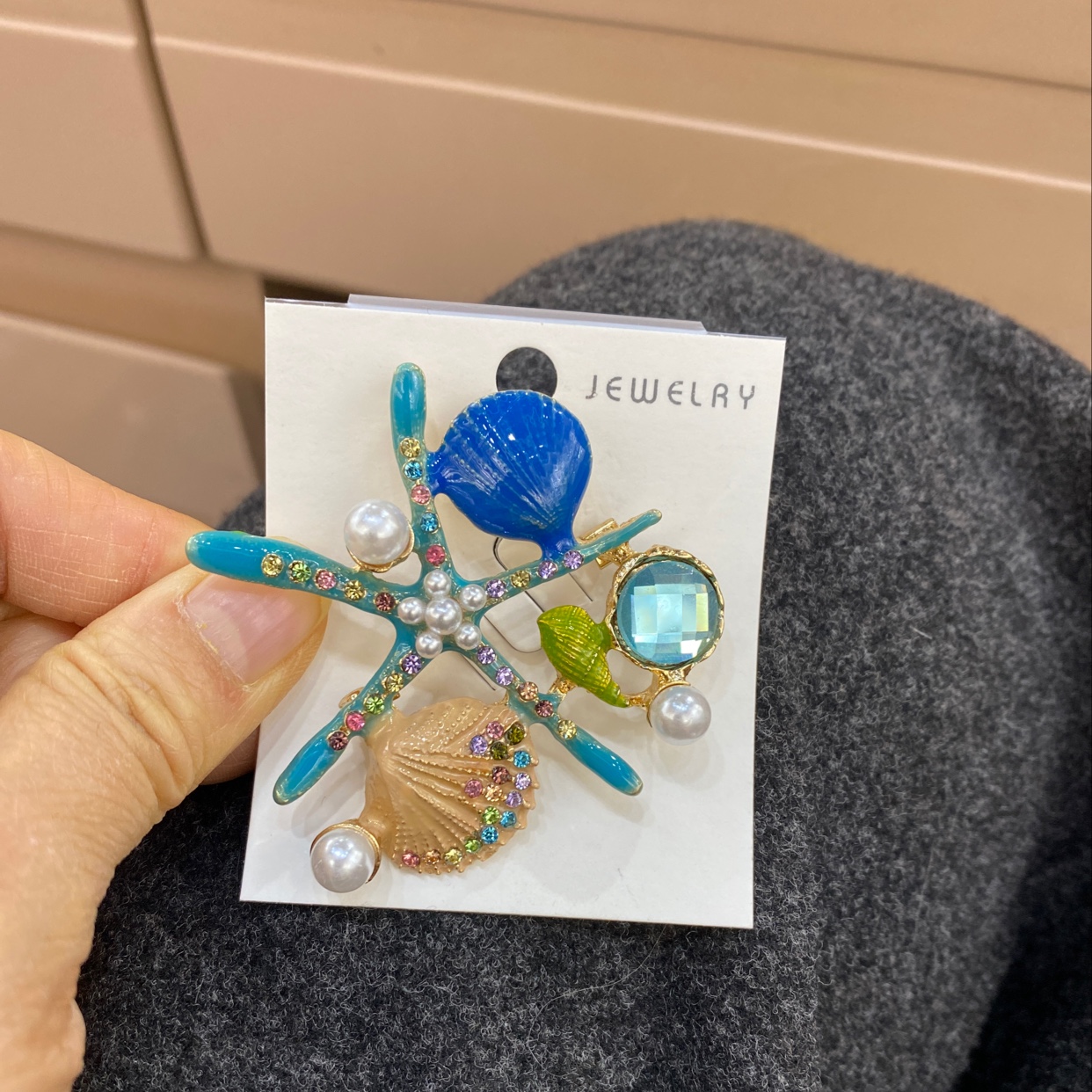 热卖海星滳油兰色系大胸针产品图