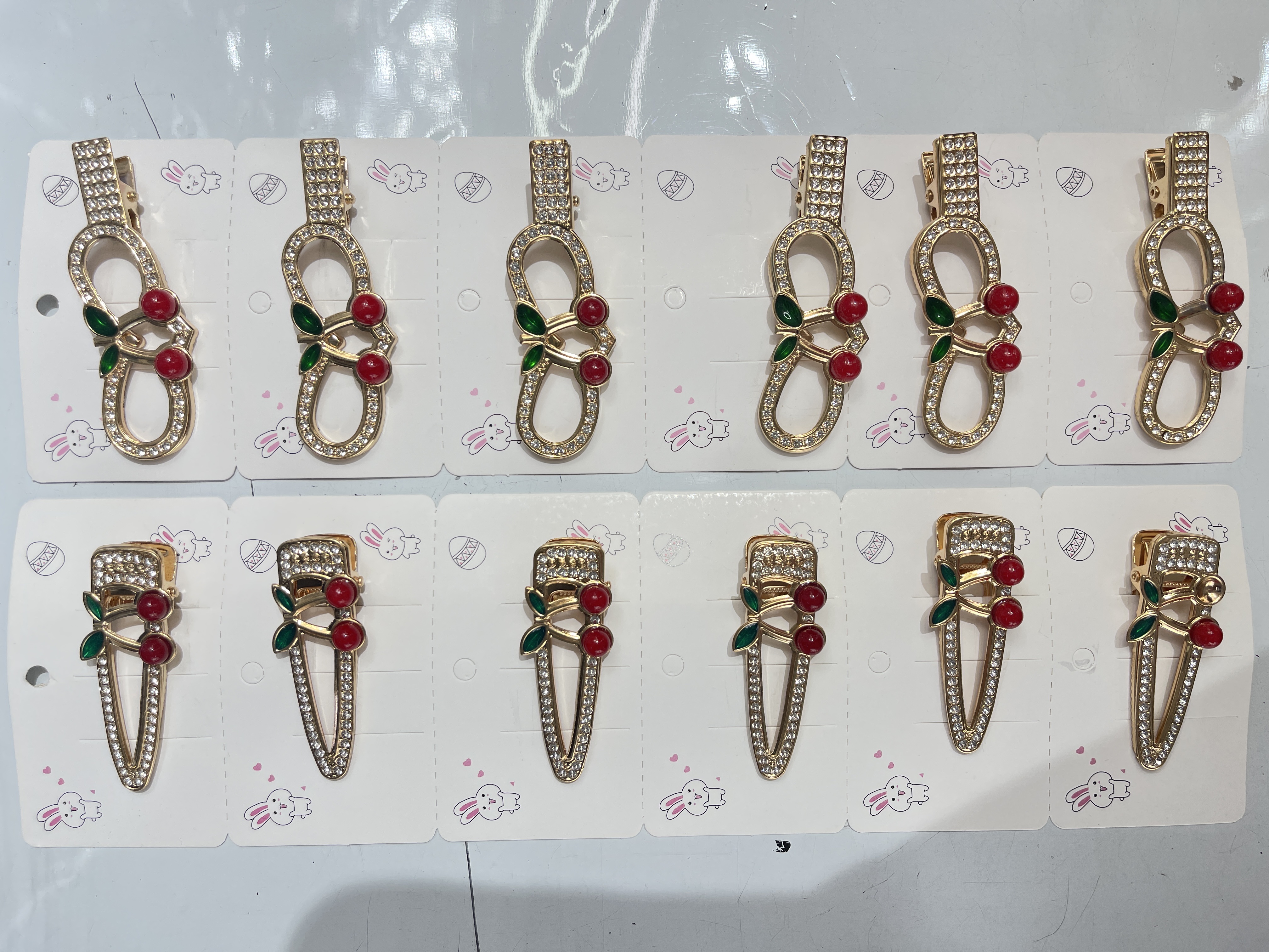 2025新款樱桃发夹ins风鸭嘴夹水钻甜美气质公主刘海夹女侧边发卡