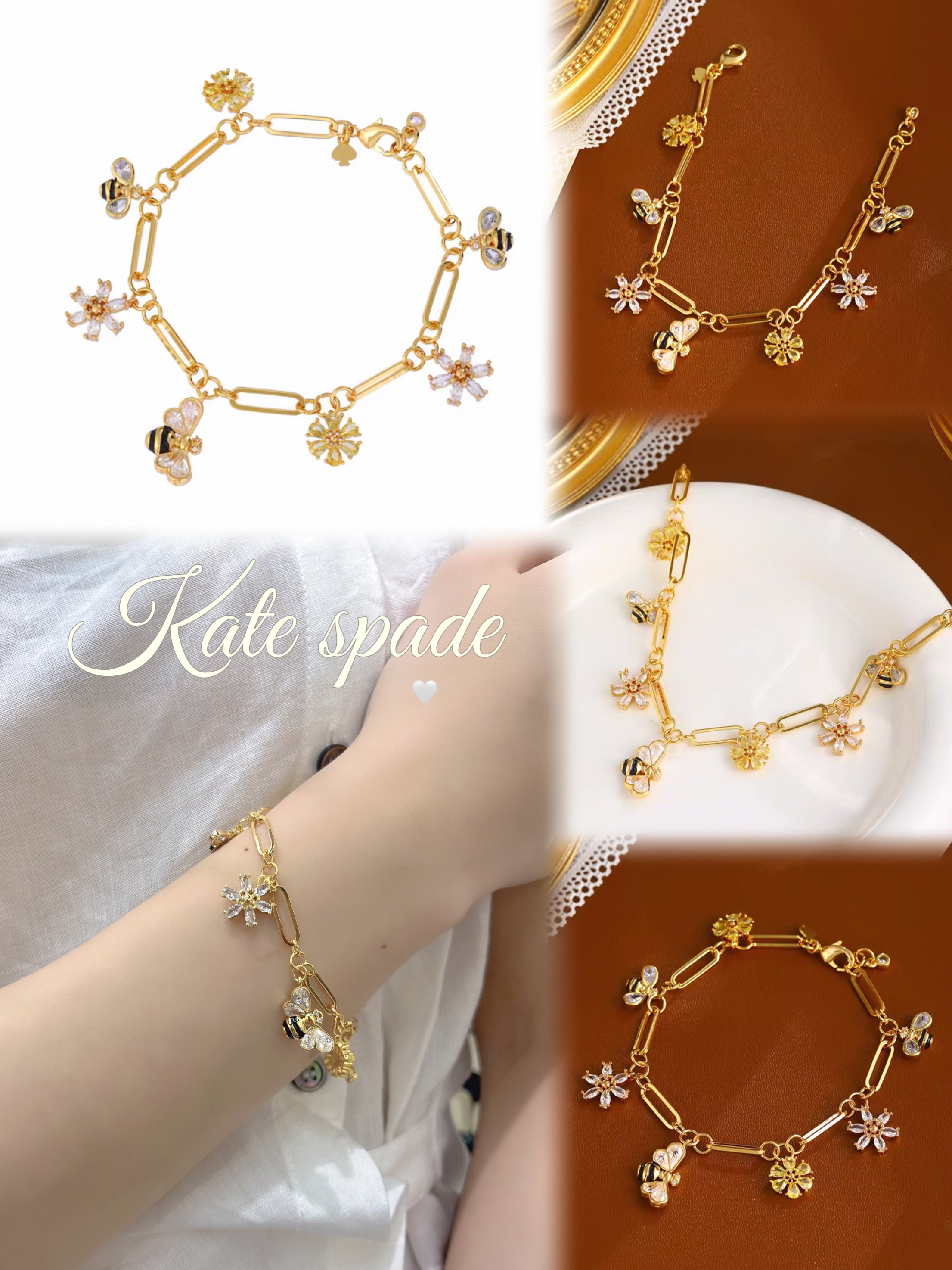 蜜蜂多配件手链 耳钉耳环草莓一套齐 项链