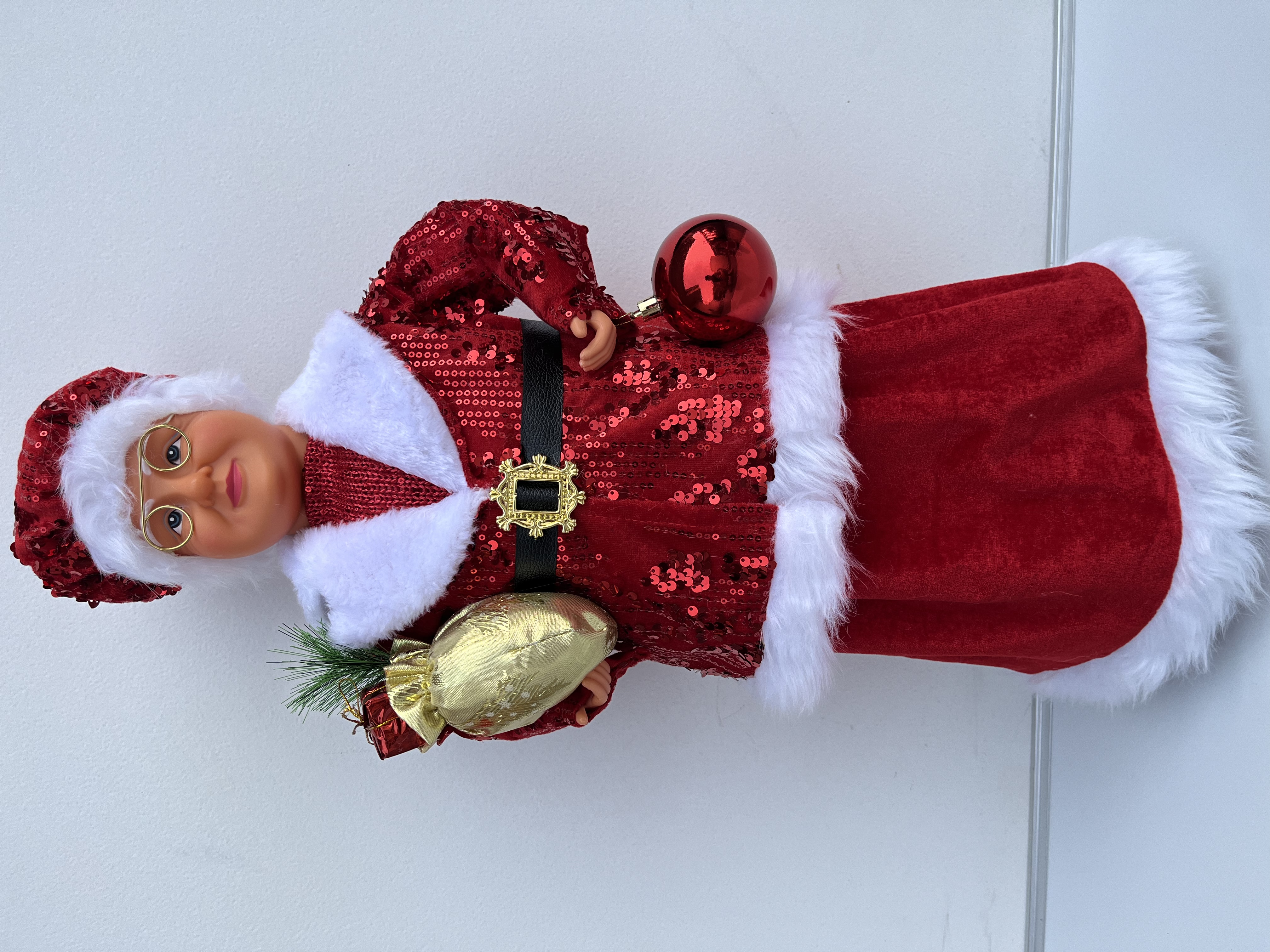 圣诞节装饰摆件摆件商场橱窗布置圣诞老婆婆金色礼物袋产品图