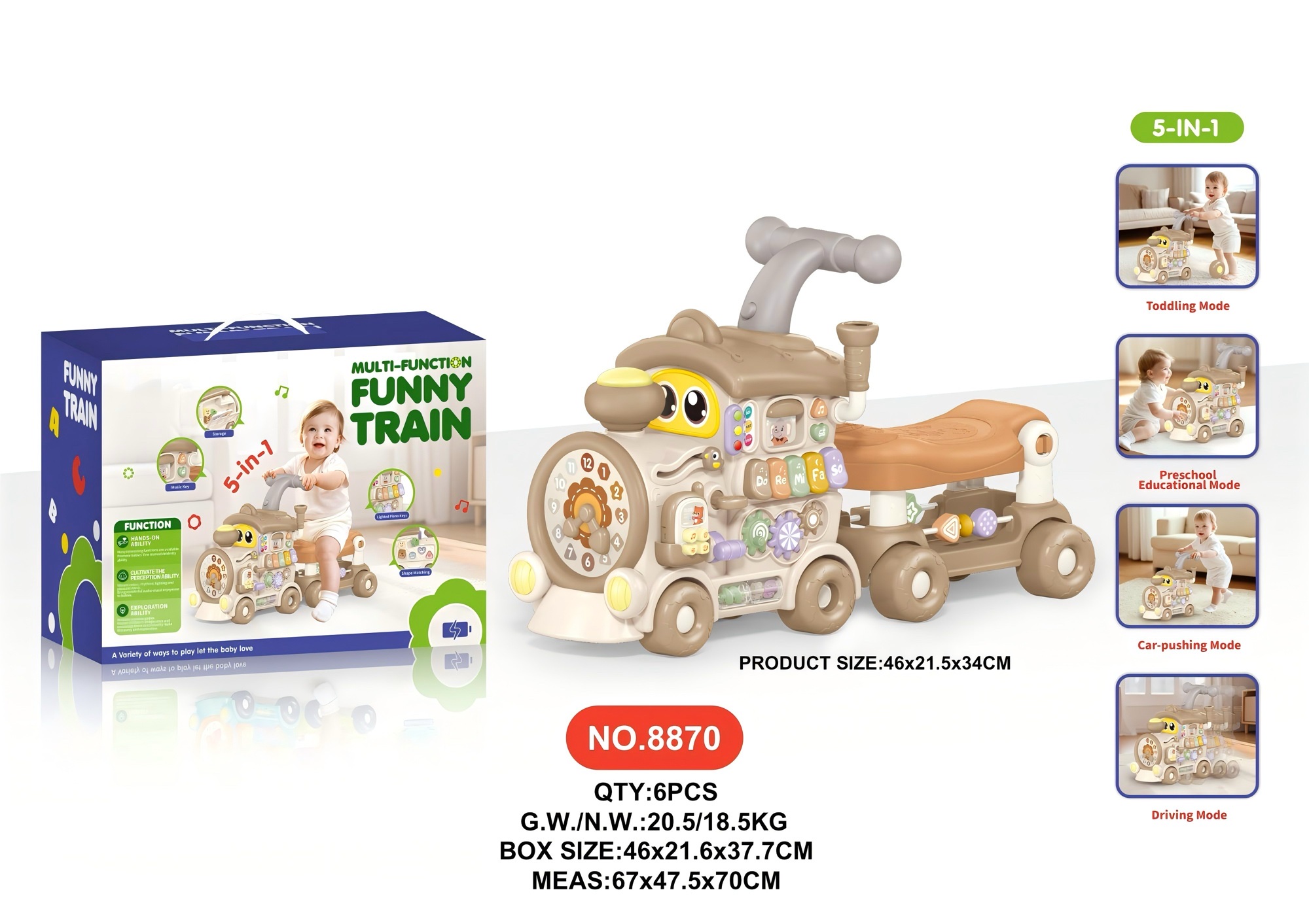 Baby toy train, baby walker, early education and intelligence, one-year-old birthday gift for infants and toddlers, boys and girls, 1 to 3 baby walker toys